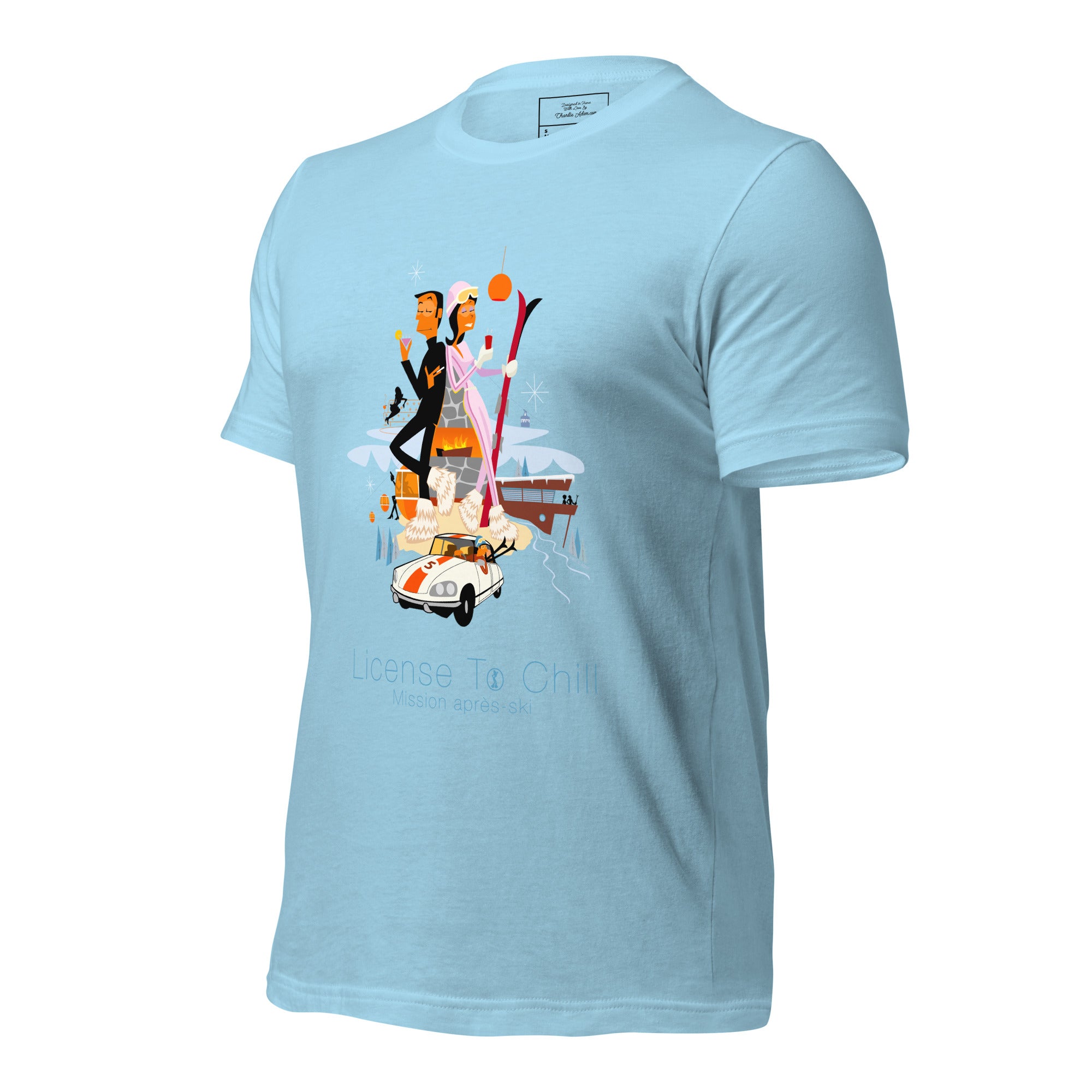 Unisex cotton t-shirt License to Chill Mission Après-Ski on bright colors