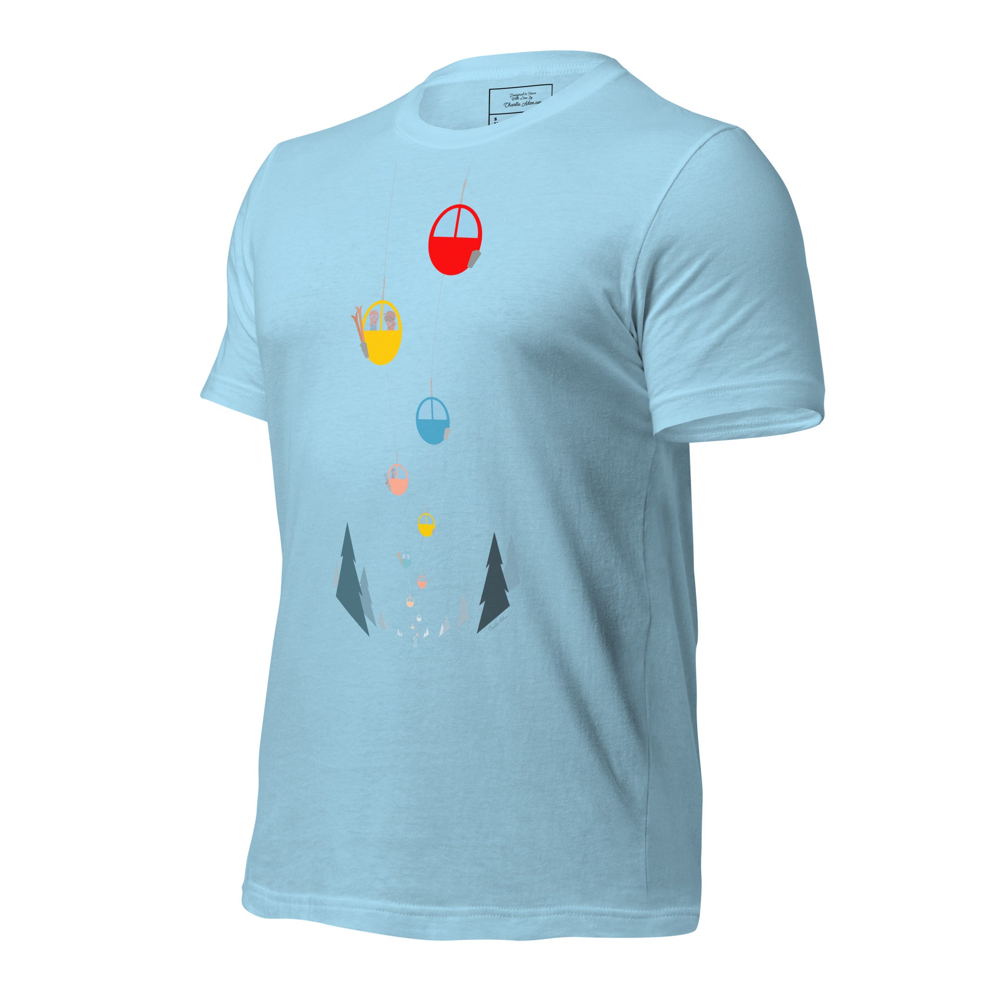 Unisex cotton t-shirt Gondolas in the mist on bright colors