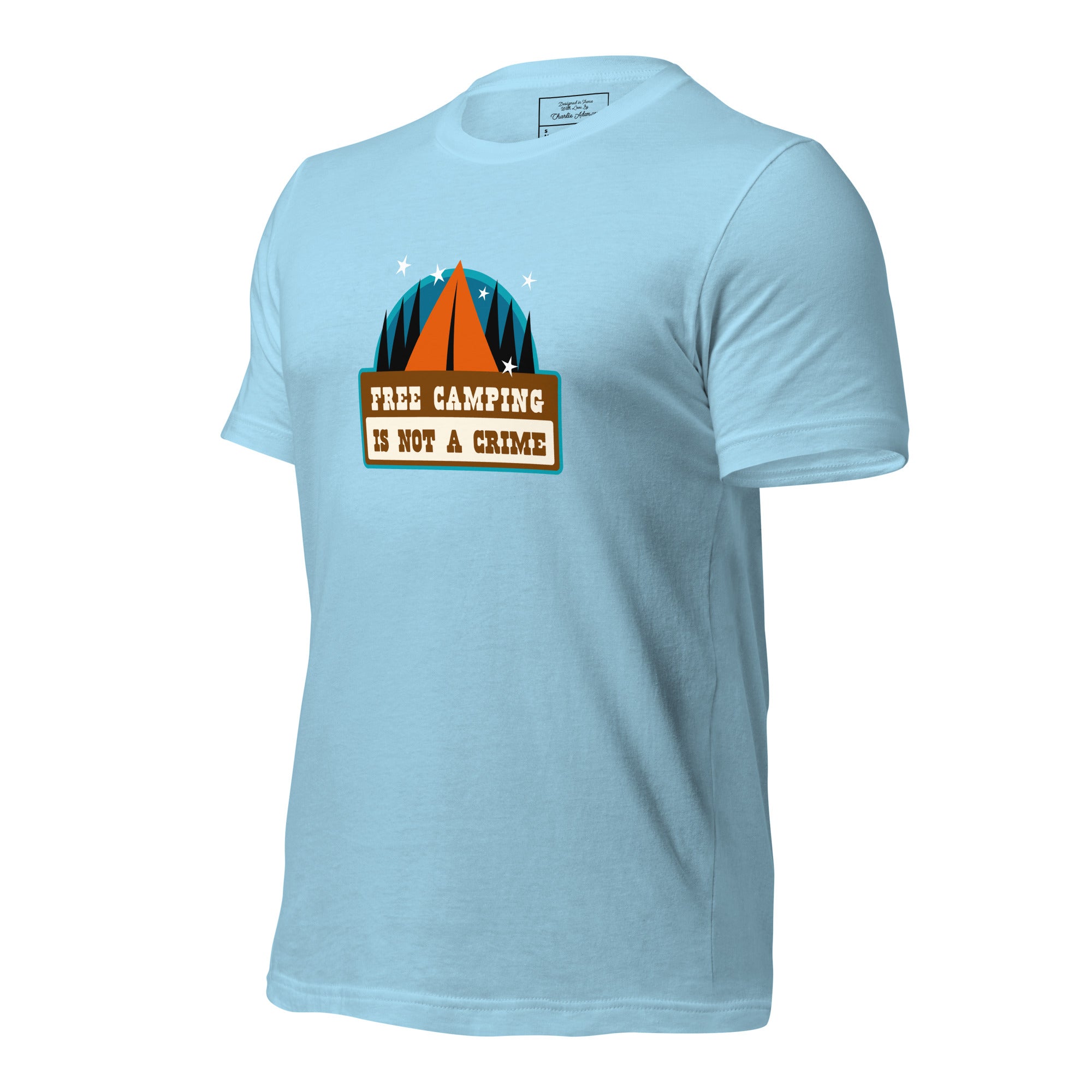 Unisex cotton t-shirt Free Camping is not a Crime on bright colors