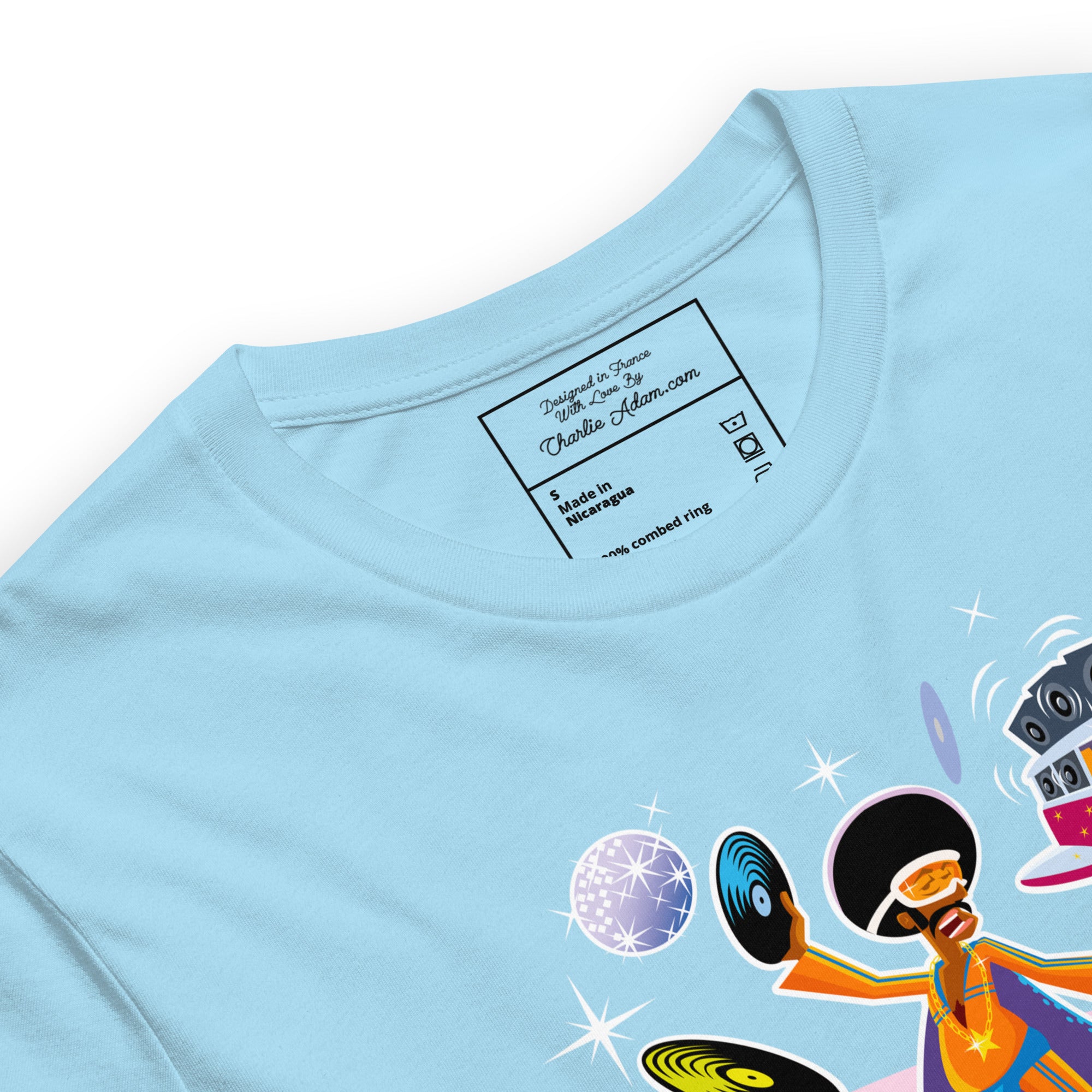 Unisex cotton t-shirt Superboogieman saves the Party on bright colors