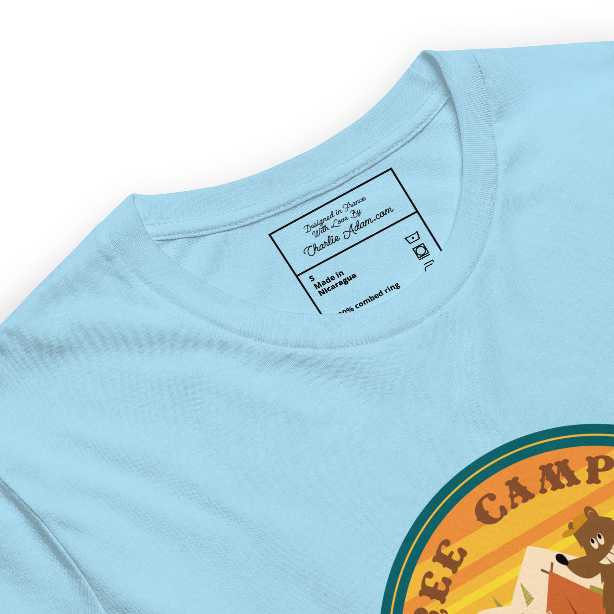 T-shirt en coton unisexe Free Camping is not a crime sur couleurs vives