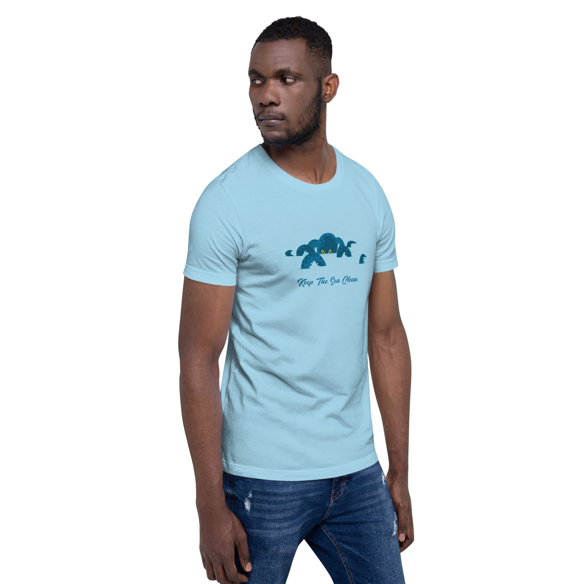 T-shirt en coton unisexe Octopus Blue sur couleurs vives