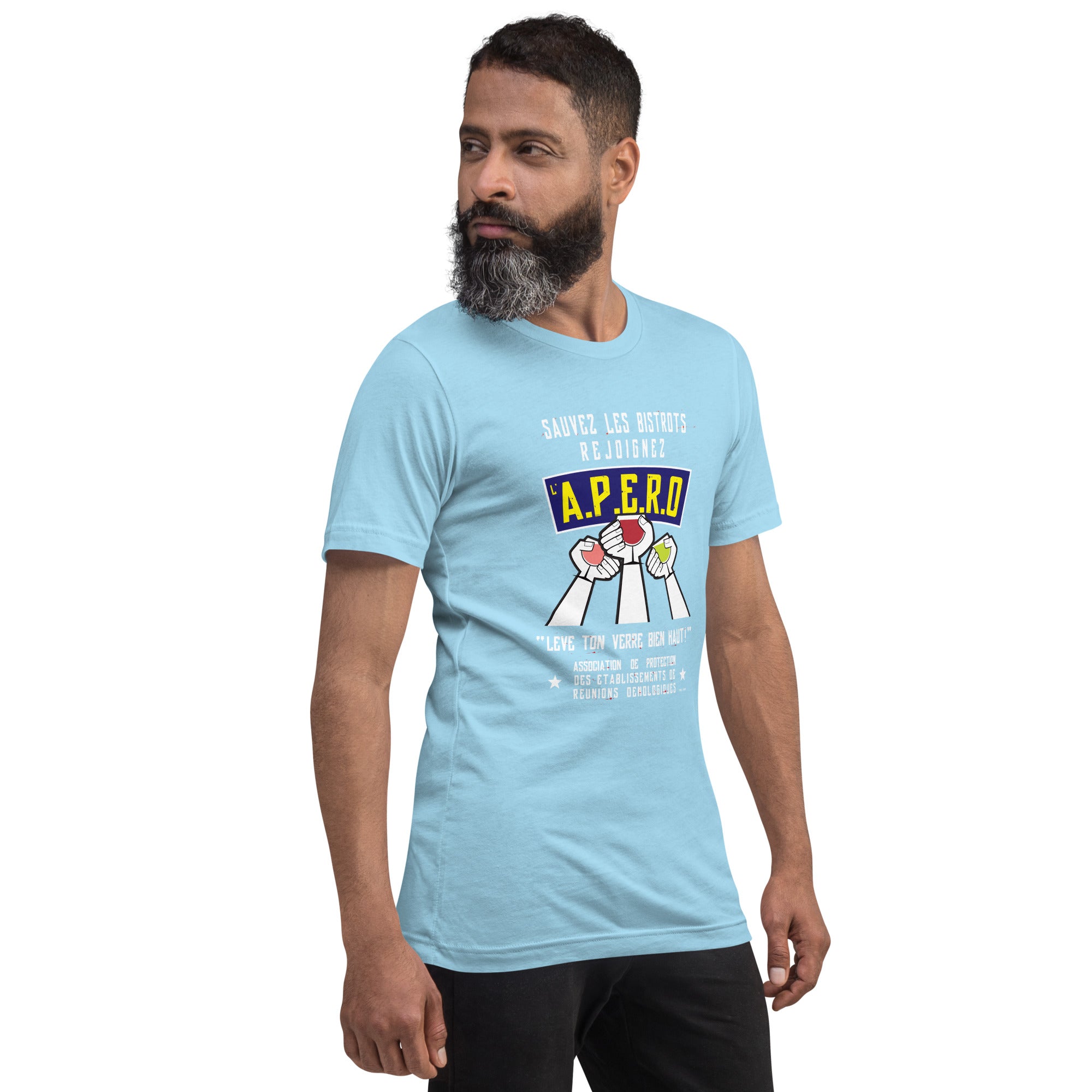 Unisex t-shirt Sauvez les Bistrots, rejoignez l'Apéro on bright colors