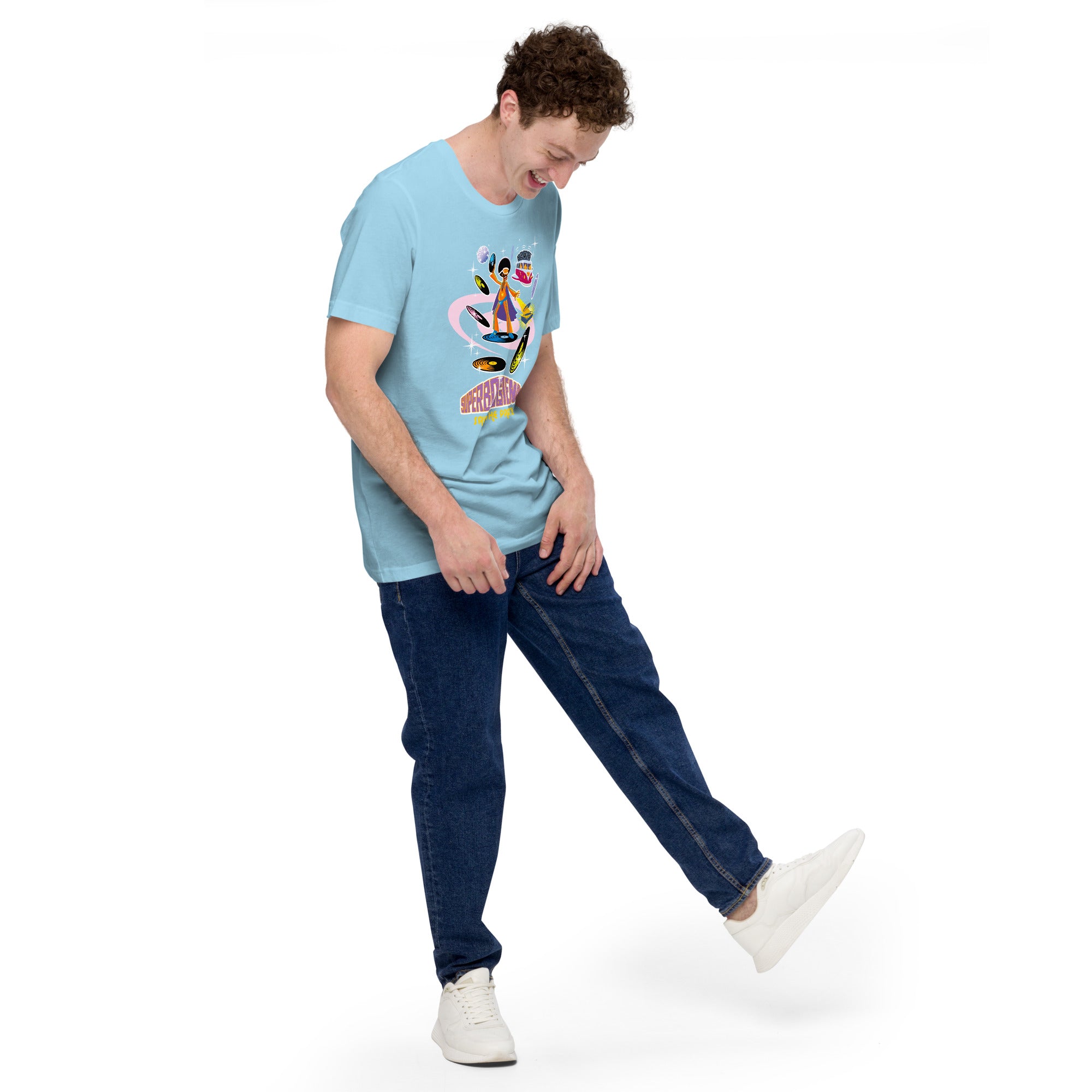 Unisex cotton t-shirt Superboogieman saves the Party on bright colors