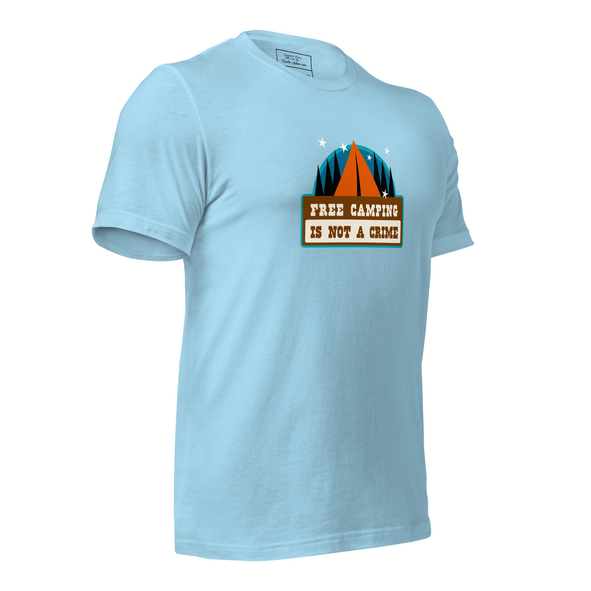 Unisex cotton t-shirt Free Camping is not a Crime on bright colors