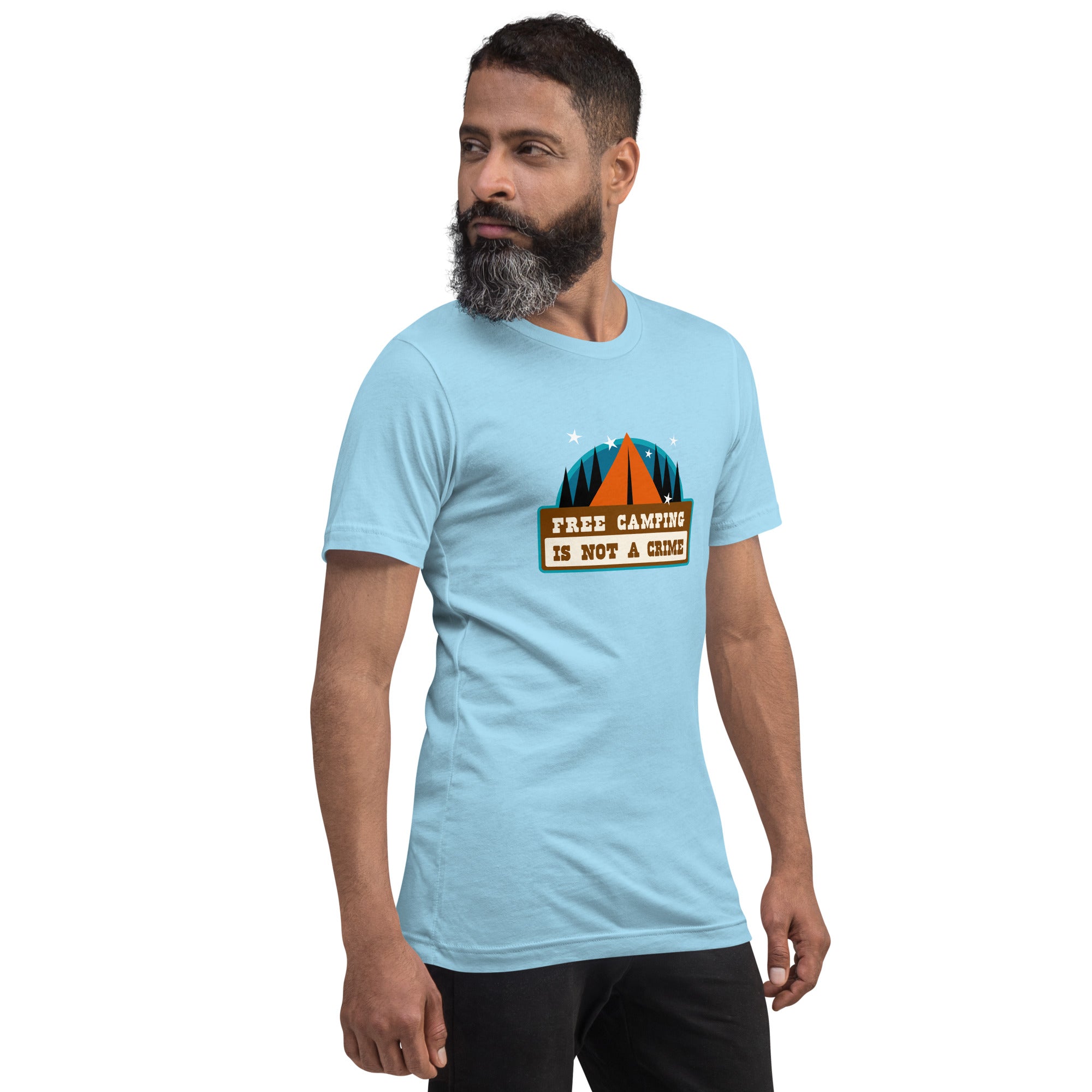 Unisex cotton t-shirt Free Camping is not a Crime on bright colors