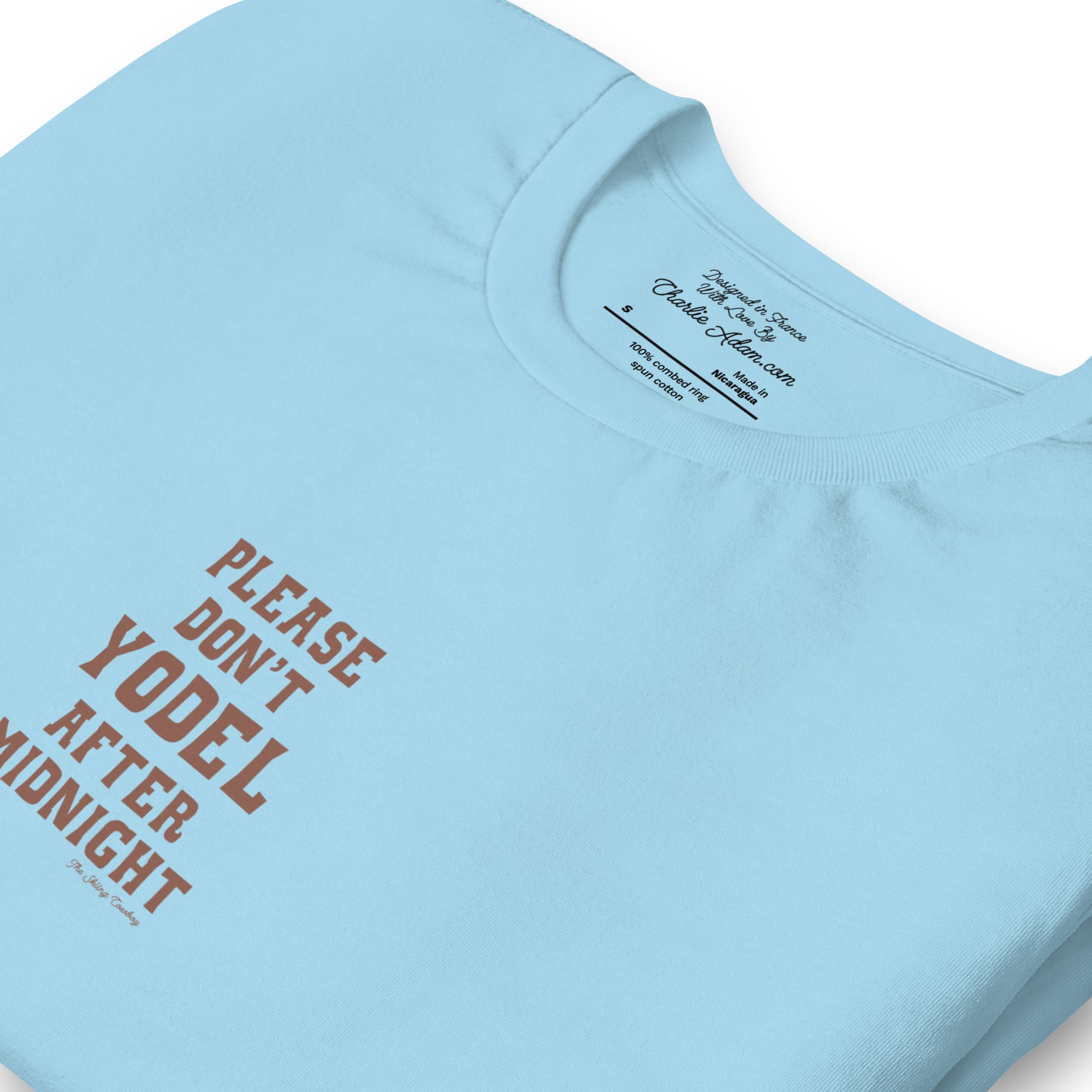 T-shirt en coton unisexe Don't Yodel After Midnight texte foncé sur couleurs vives