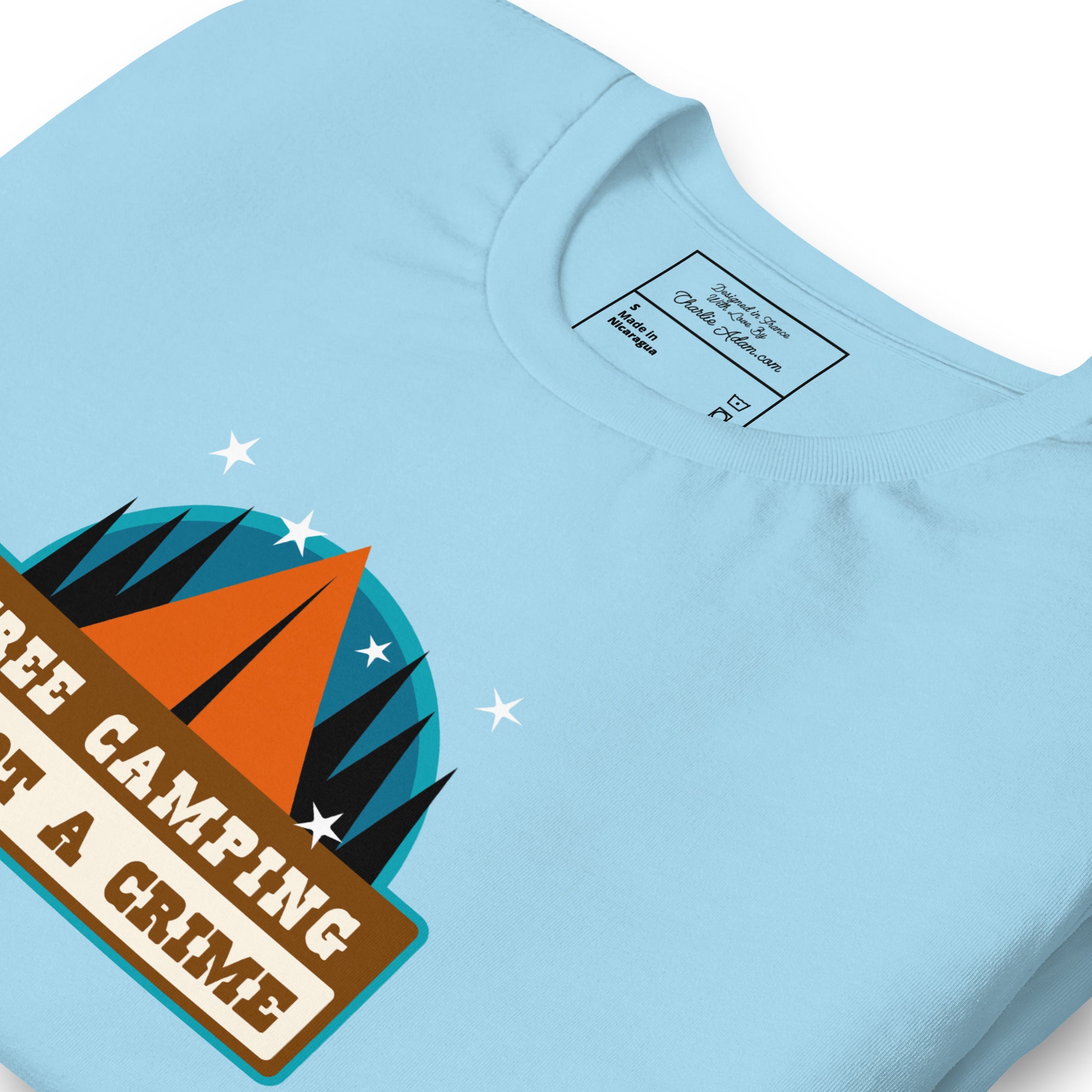 Unisex cotton t-shirt Free Camping is not a Crime on bright colors