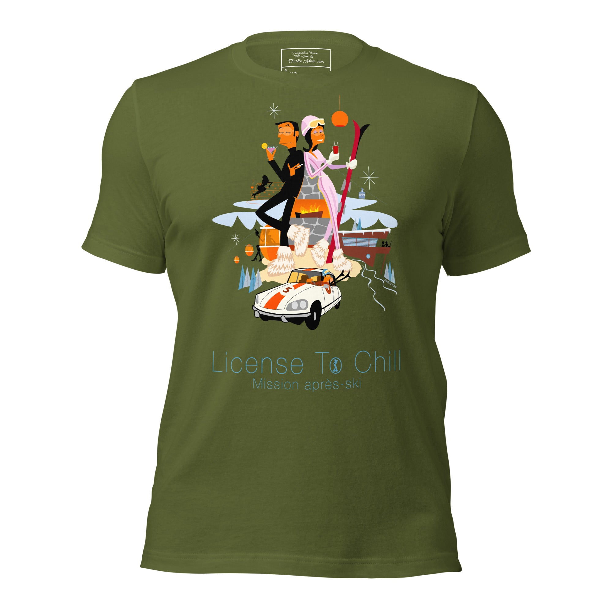 T-shirt en coton unisexe License To Chill Mission Après-Ski sur couleurs foncées