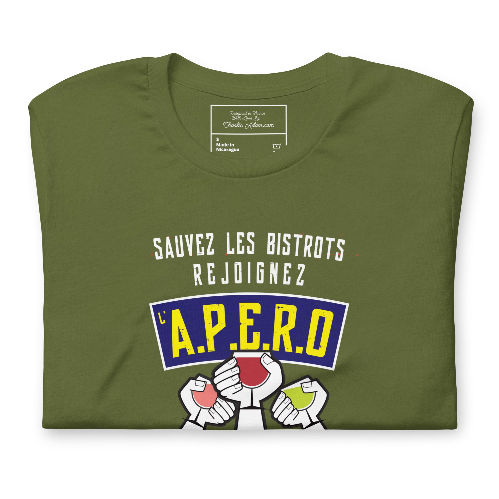 Unisex t-shirt Sauvez les Bistrots, rejoignez l'Apéro on dark colors