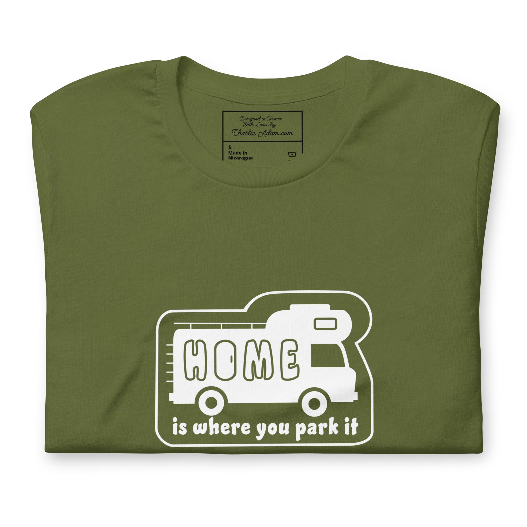 Unisex cotton t-shirt Bold Camper Van on greens