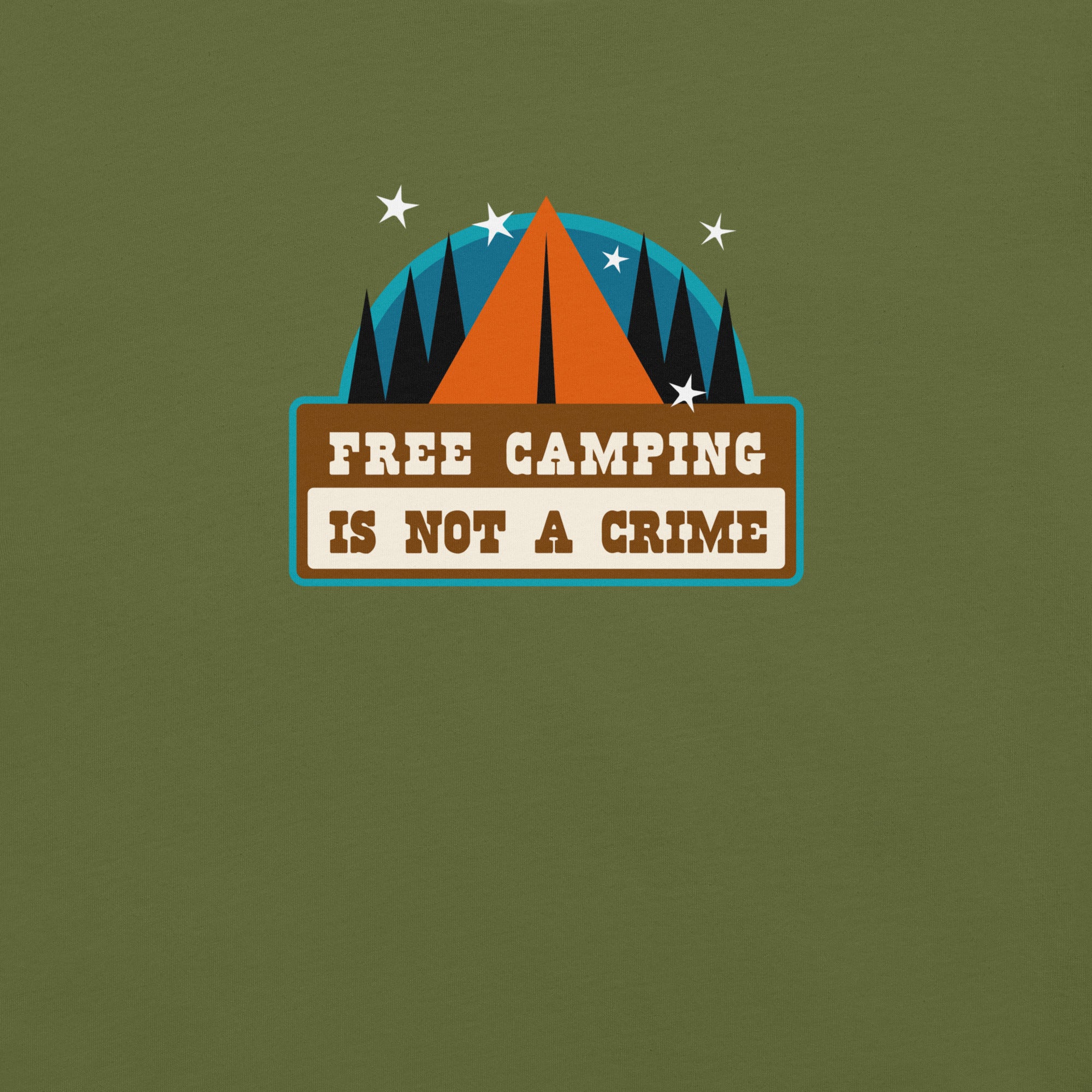 Unisex cotton t-shirt Free Camping is not a Crime on greens