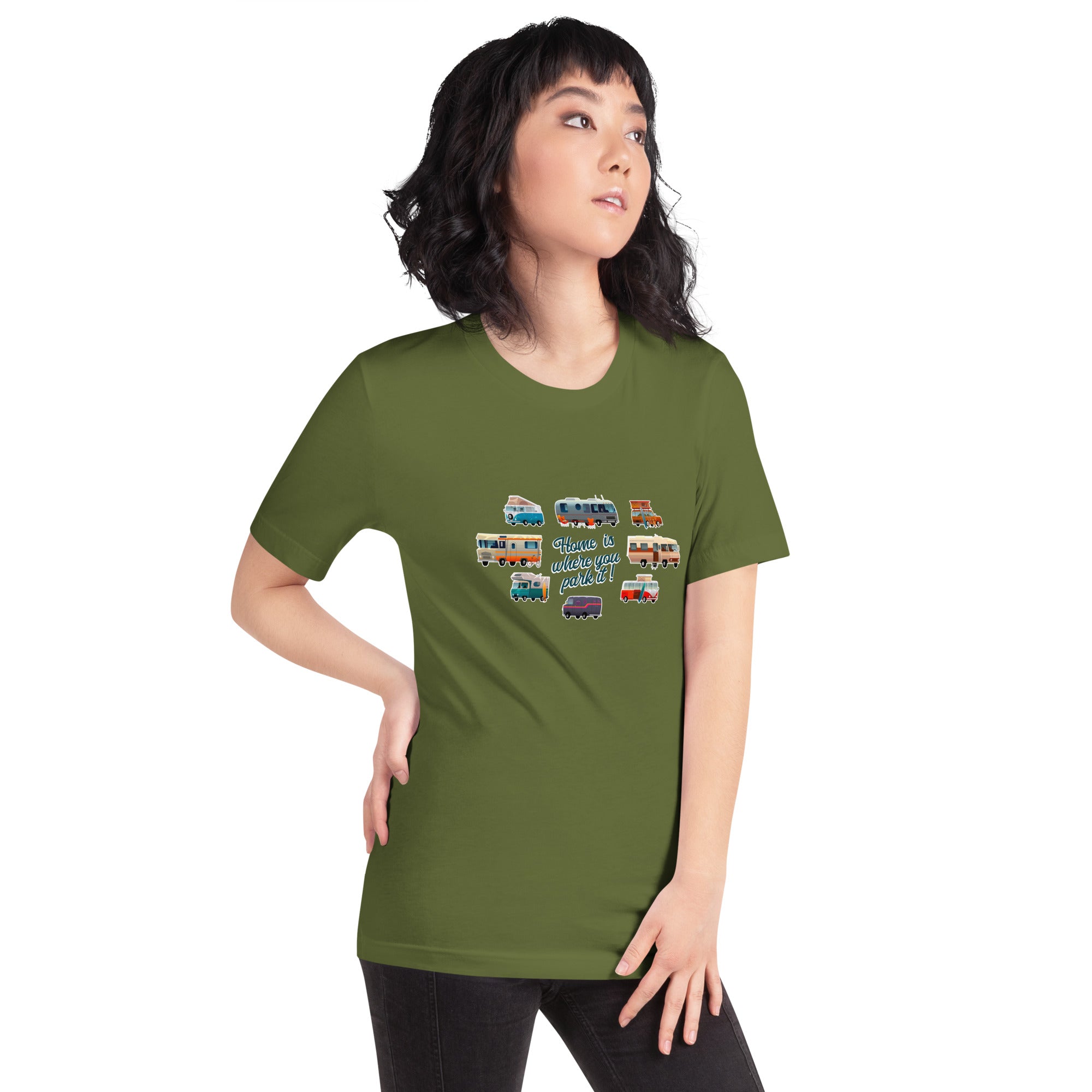 Unisex t-shirt Square Vintage Campers on greens