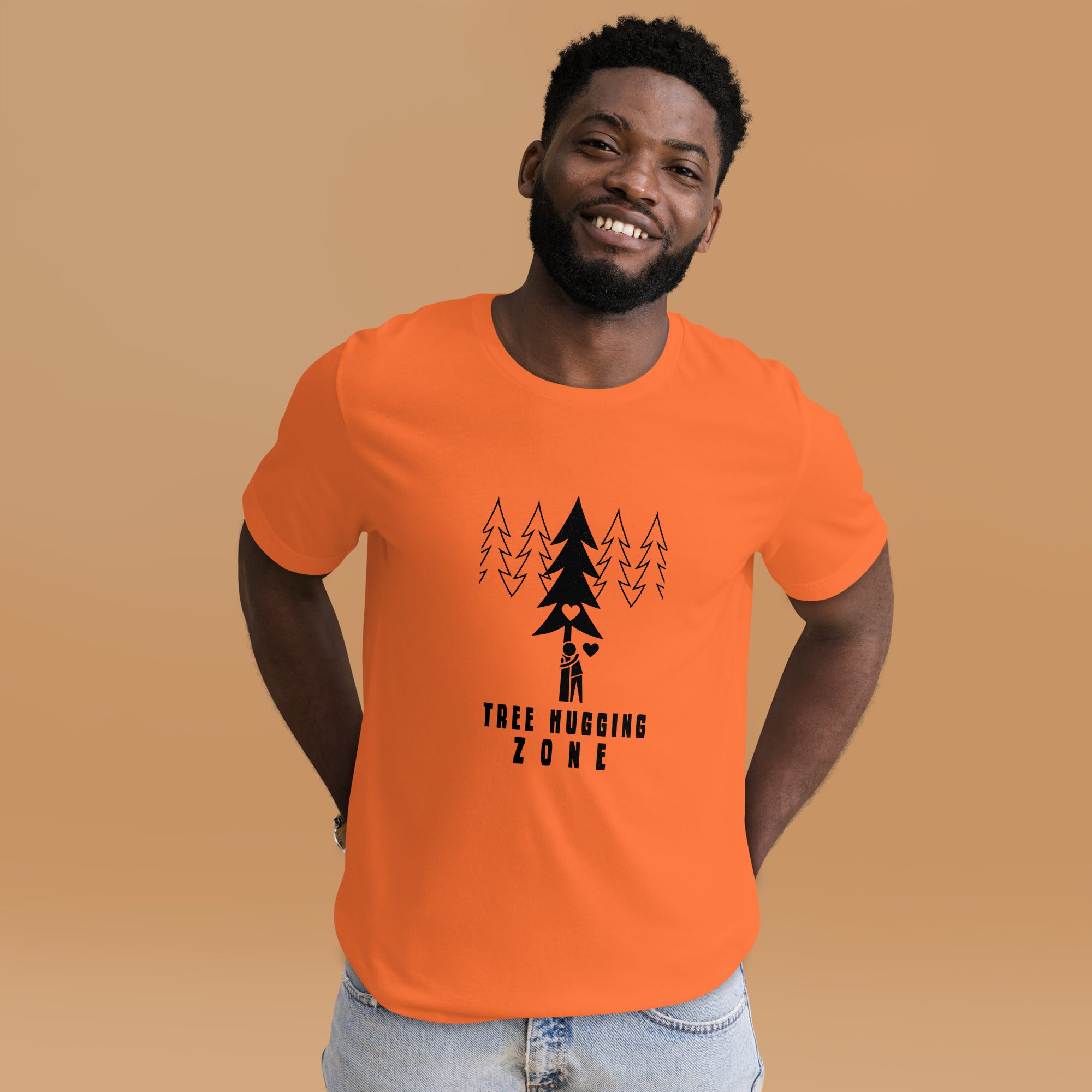 Unisex cotton t-shirt Tree hugging zone on bright colors