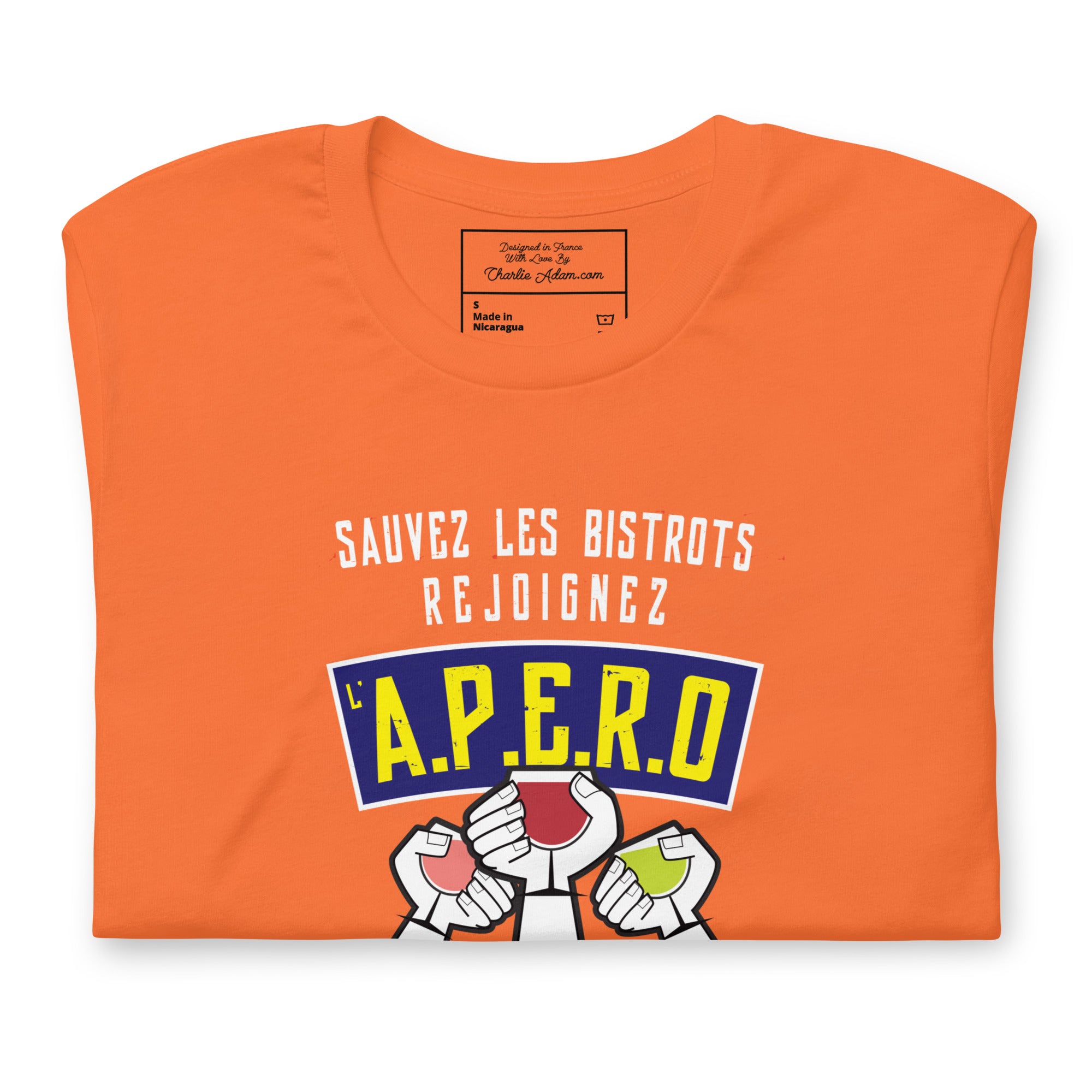 T-shirt en coton unisexe Sauvez les Bistrots, rejoignez l'Apéro sur couleurs vives