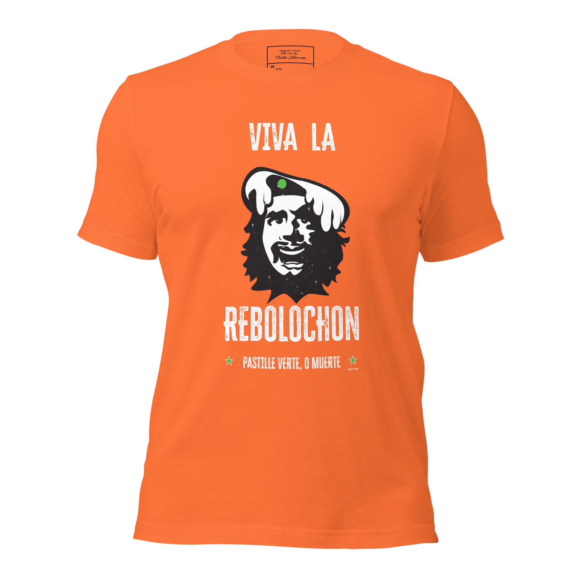 Unisex cotton t-shirt Viva la Rebolochon on bright colors