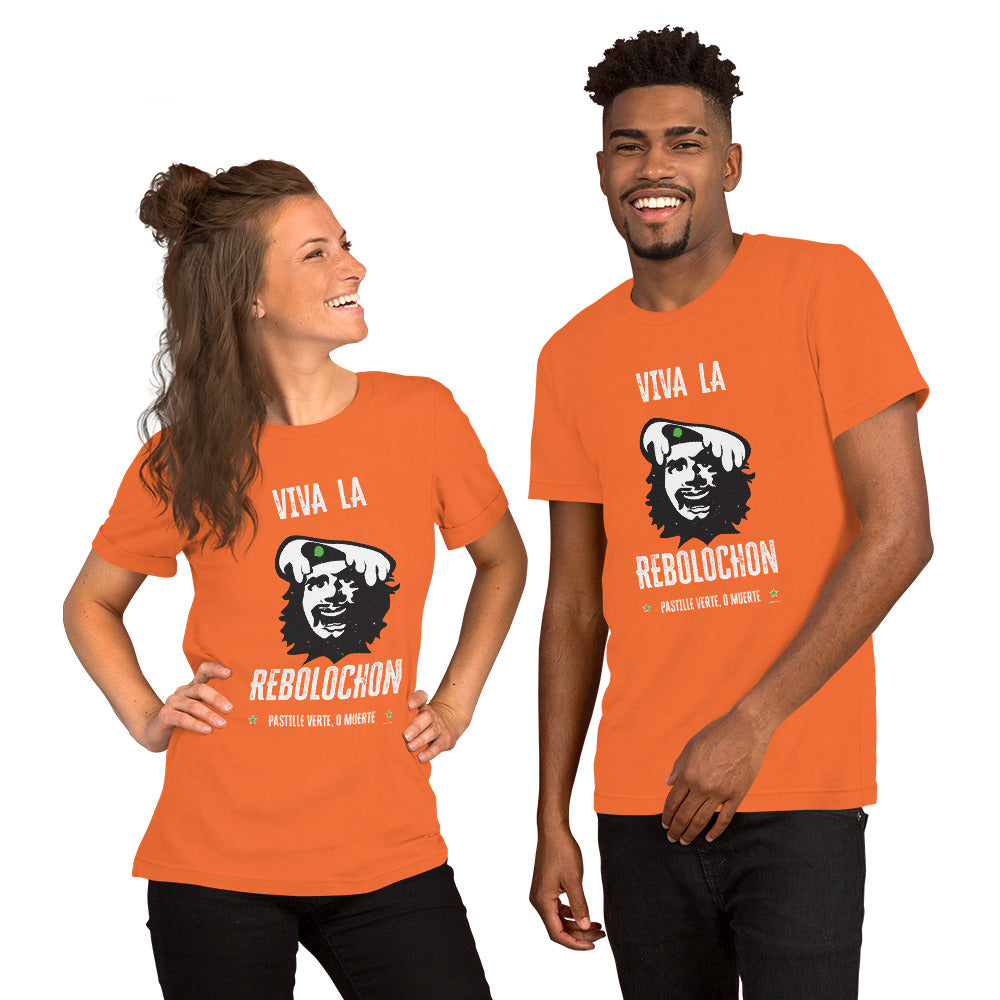 Unisex cotton t-shirt Viva la Rebolochon on bright colors