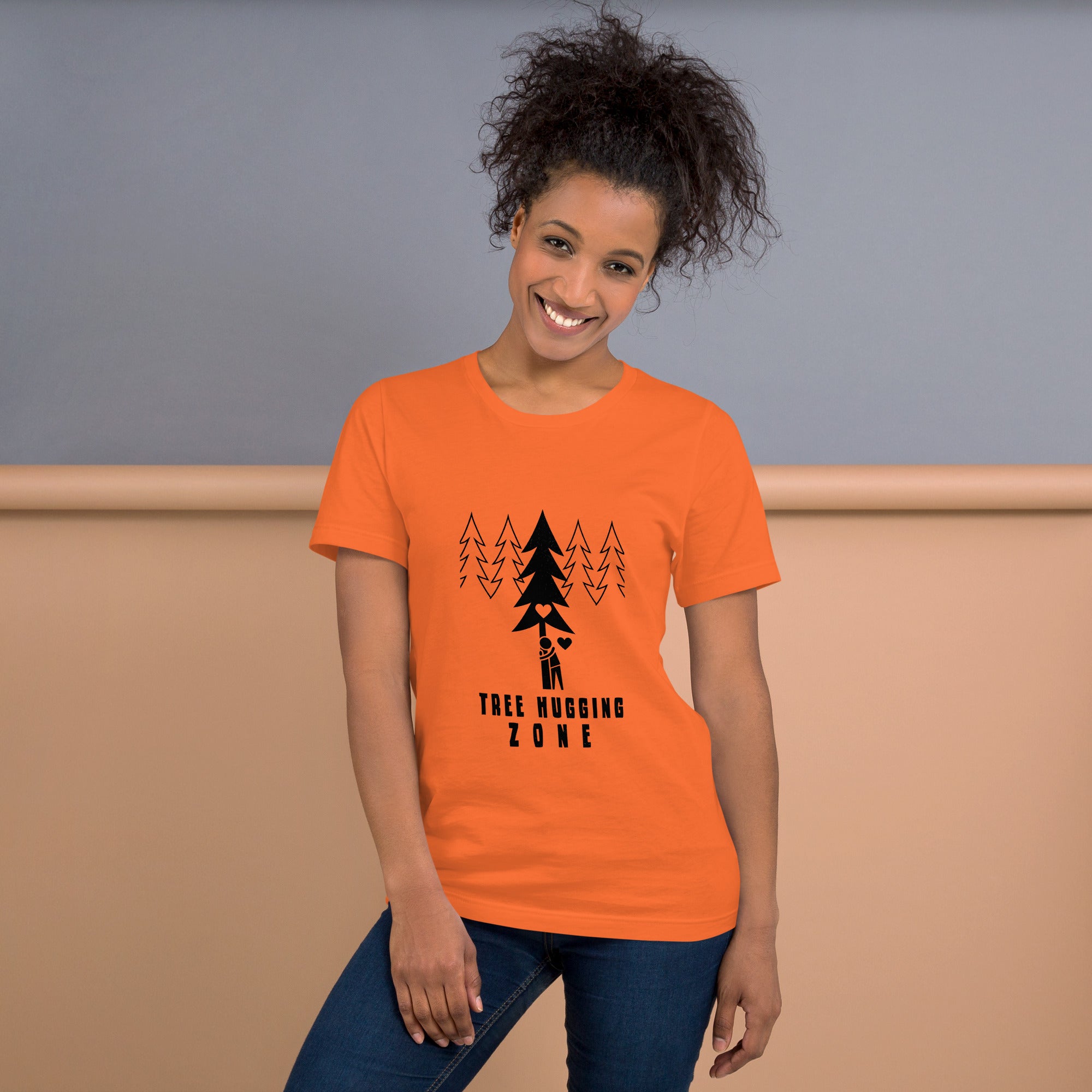 Unisex cotton t-shirt Tree hugging zone on bright colors