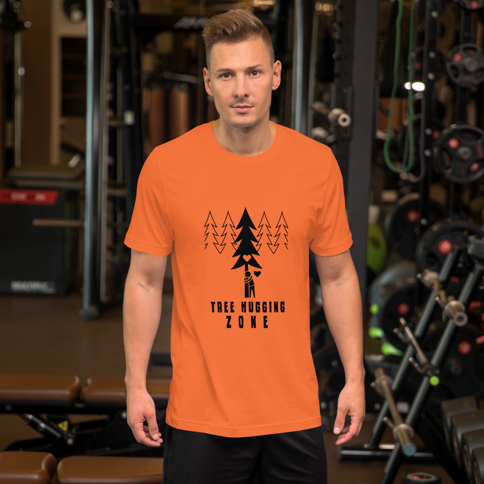 Unisex cotton t-shirt Tree hugging zone on bright colors