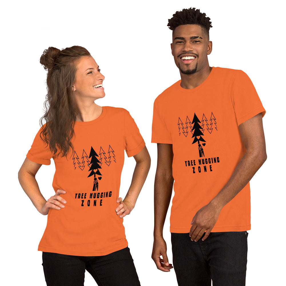 Unisex cotton t-shirt Tree hugging zone on bright colors