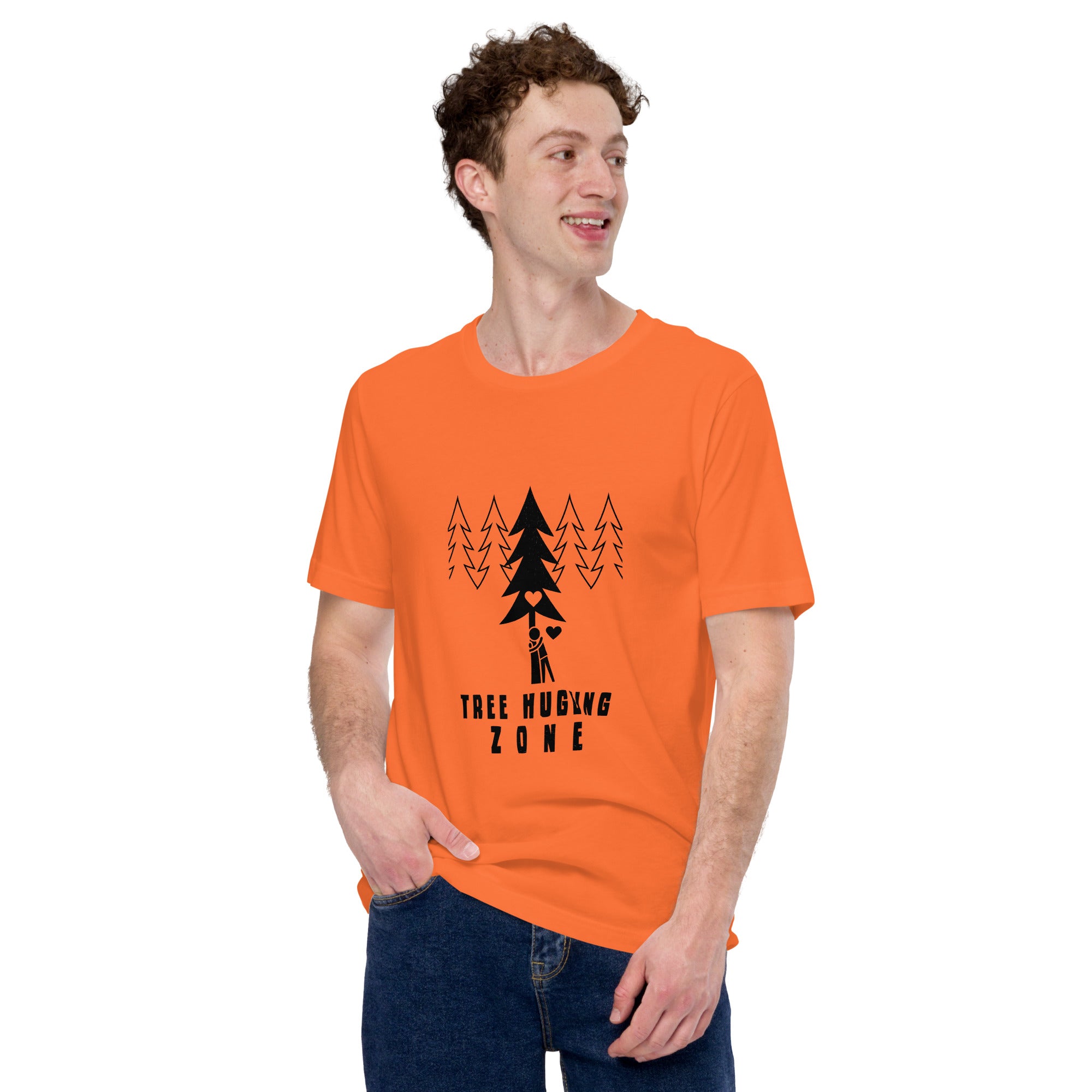 Unisex cotton t-shirt Tree hugging zone on bright colors