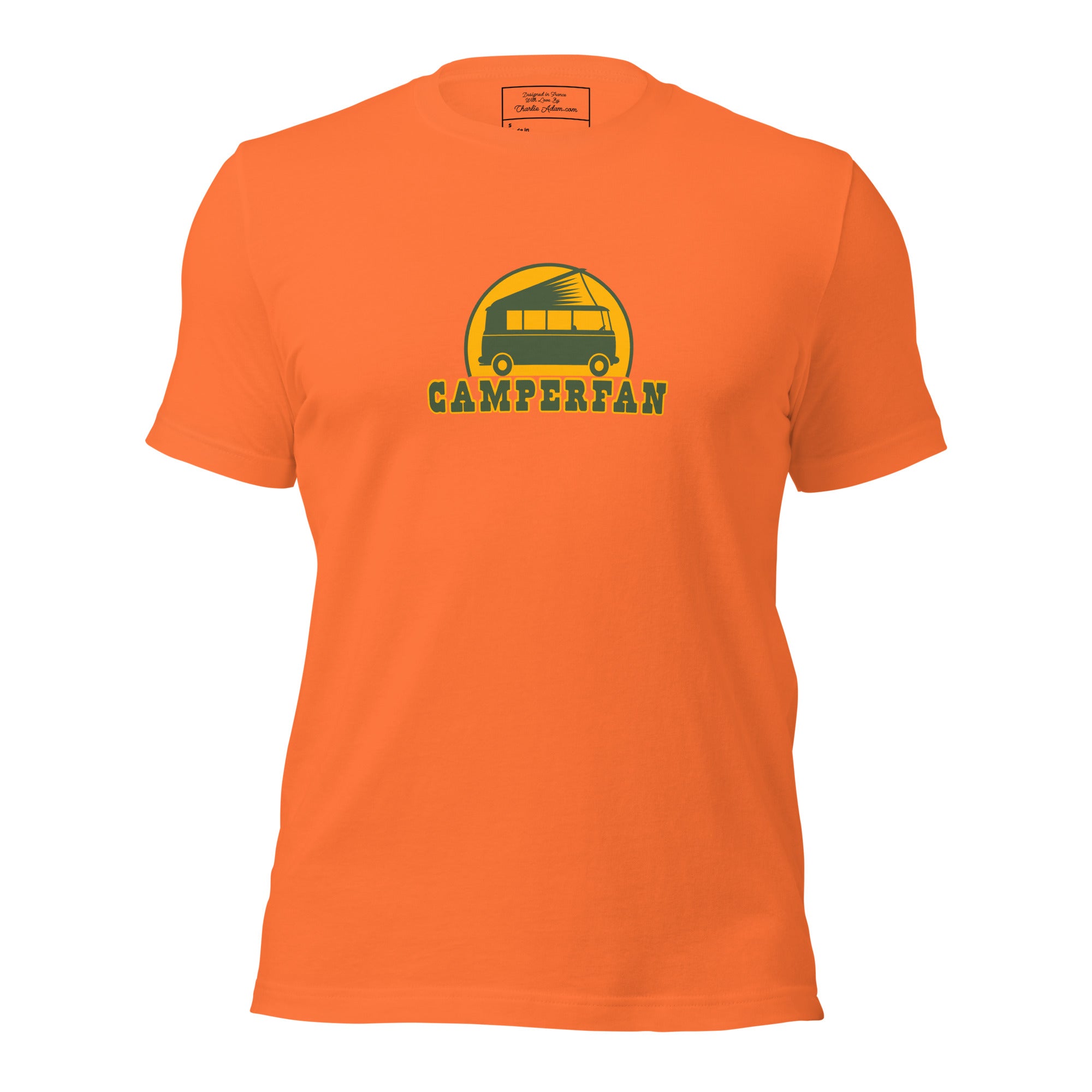 Unisex cotton t-shirt Camperfan on bright colors