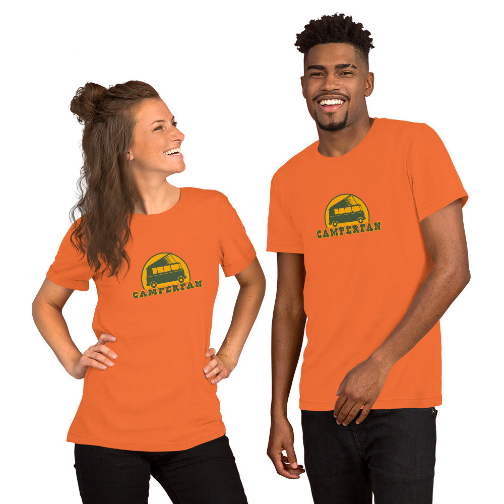 Unisex cotton t-shirt Camperfan on bright colors