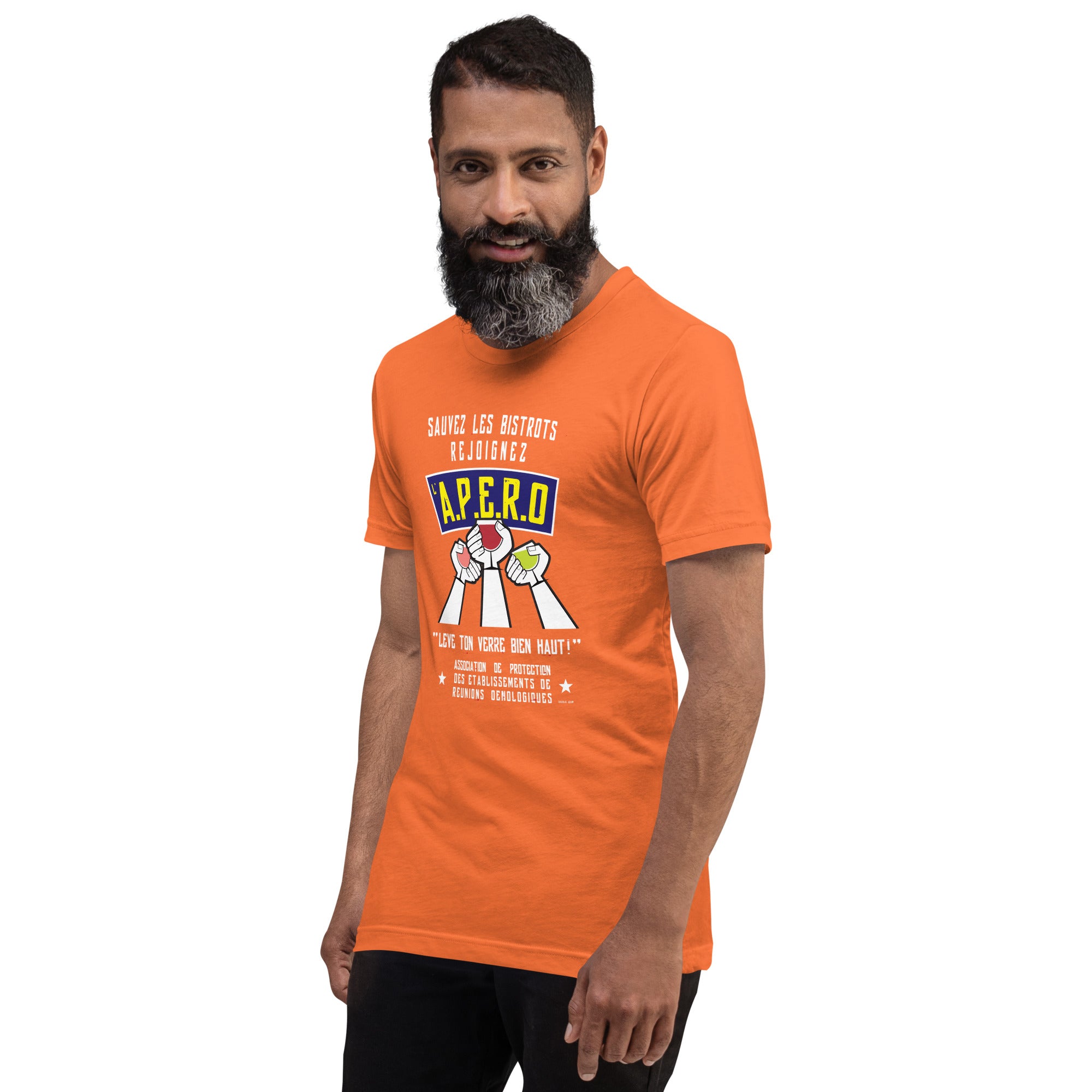 T-shirt en coton unisexe Sauvez les Bistrots, rejoignez l'Apéro sur couleurs vives