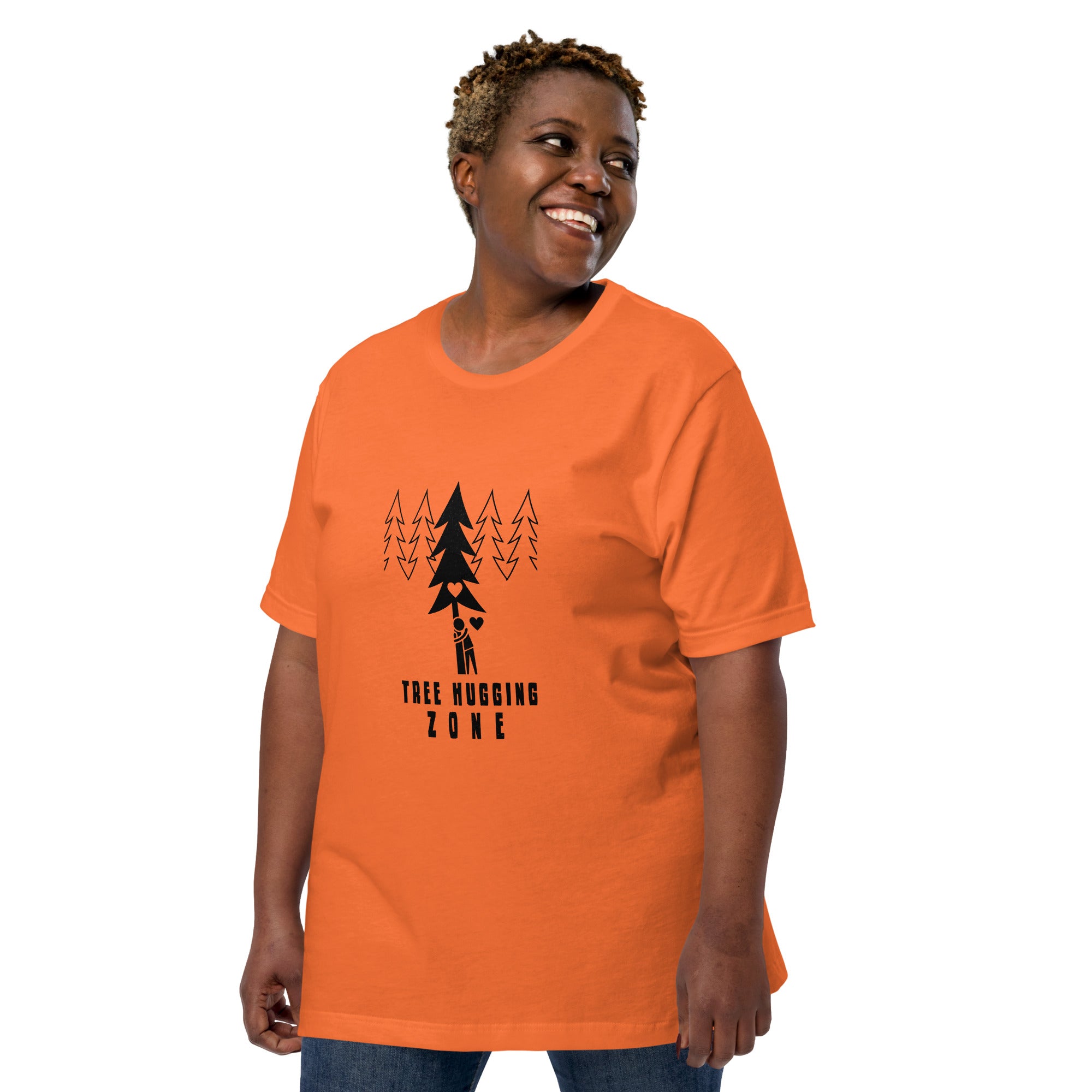 Unisex cotton t-shirt Tree hugging zone on bright colors