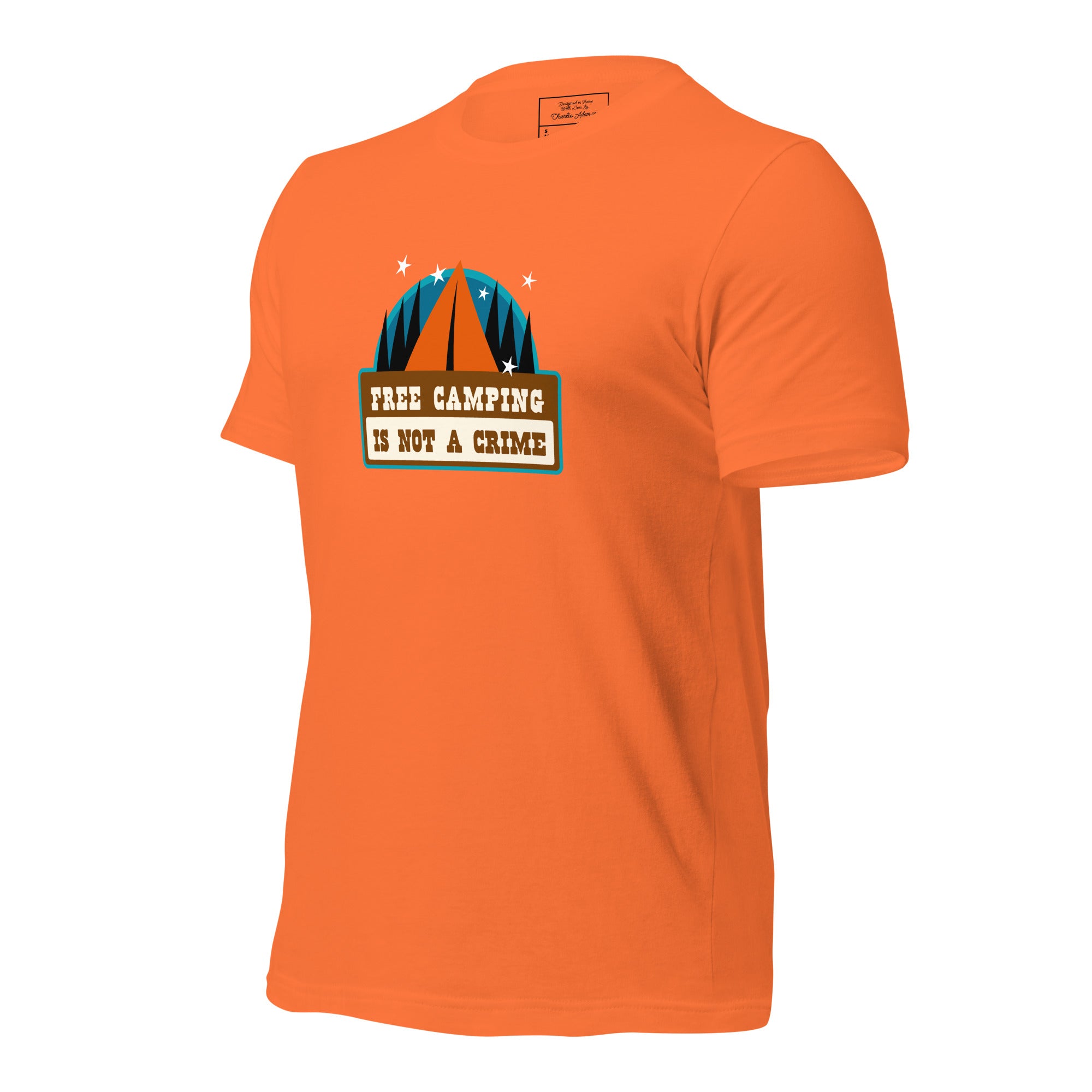 Unisex cotton t-shirt Free Camping is not a Crime on bright colors