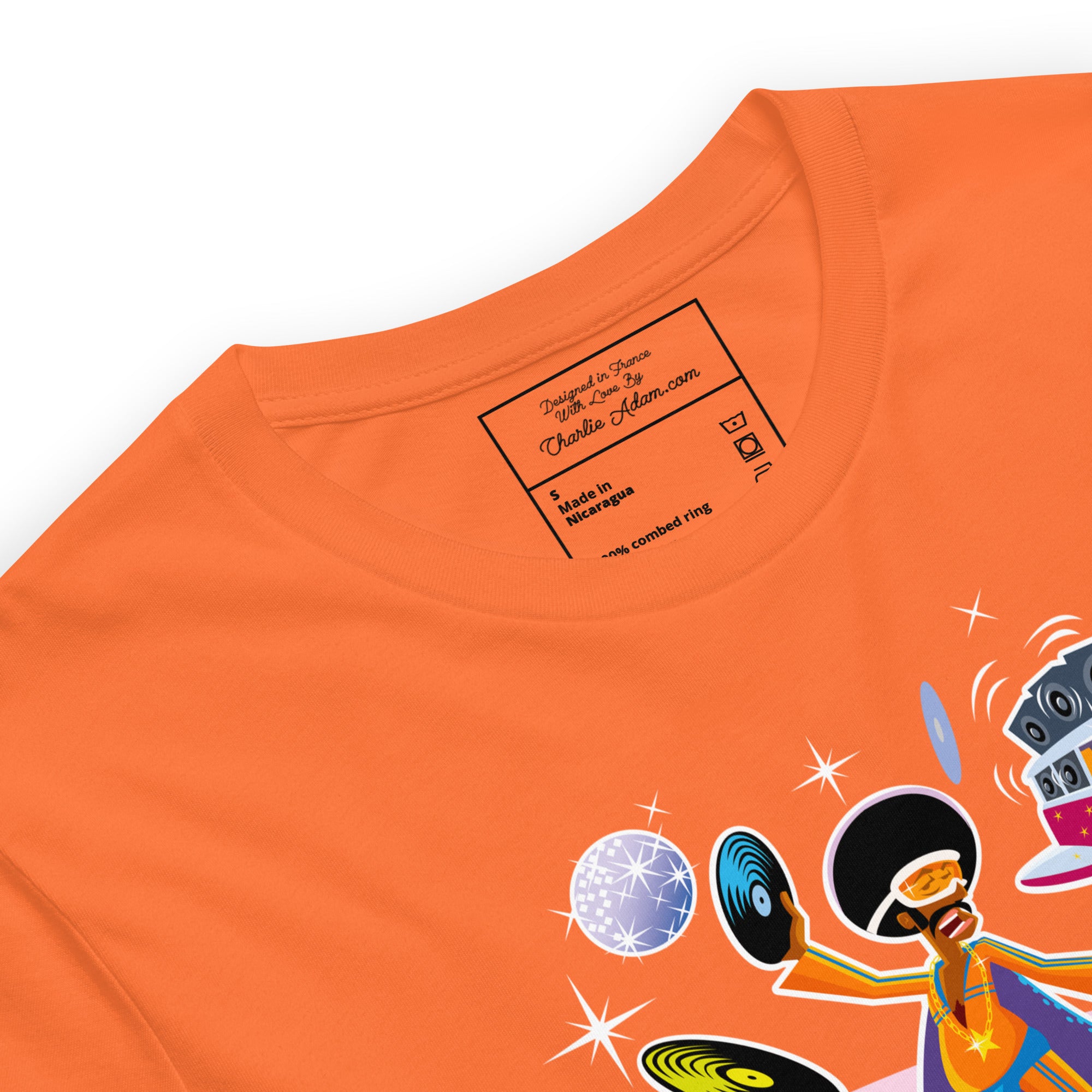 T-shirt en coton unisexe Superboogieman saves the party sur couleurs vives