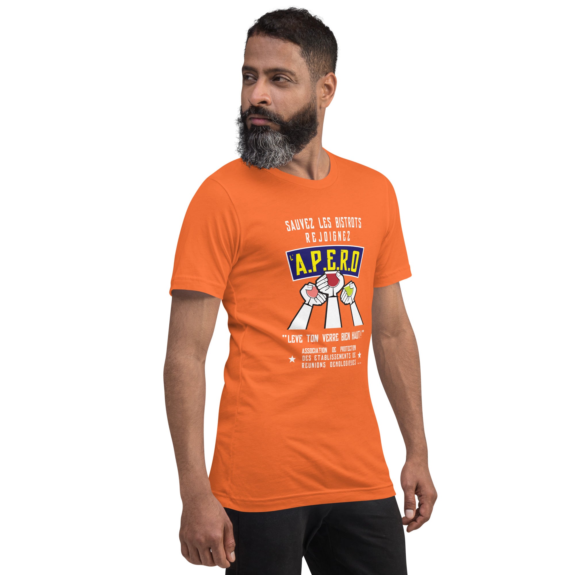 T-shirt en coton unisexe Sauvez les Bistrots, rejoignez l'Apéro sur couleurs vives
