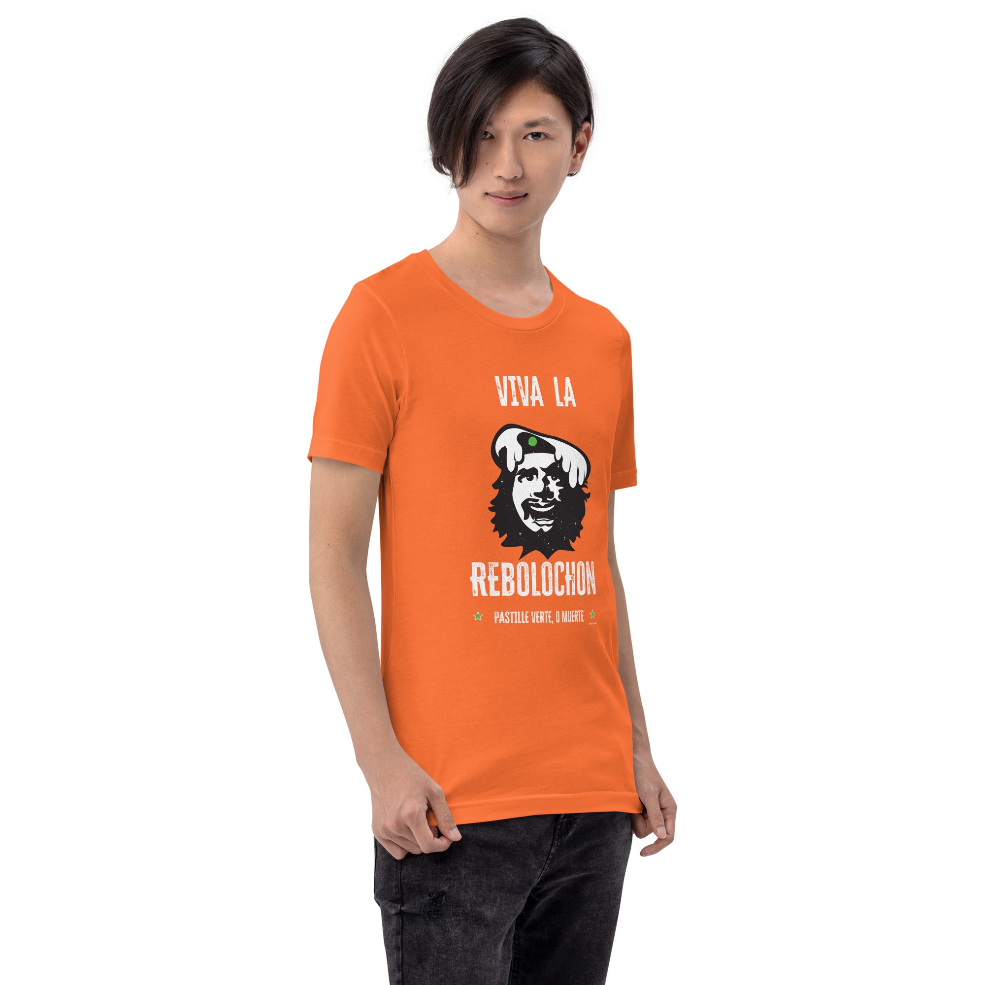 Unisex cotton t-shirt Viva la Rebolochon on bright colors