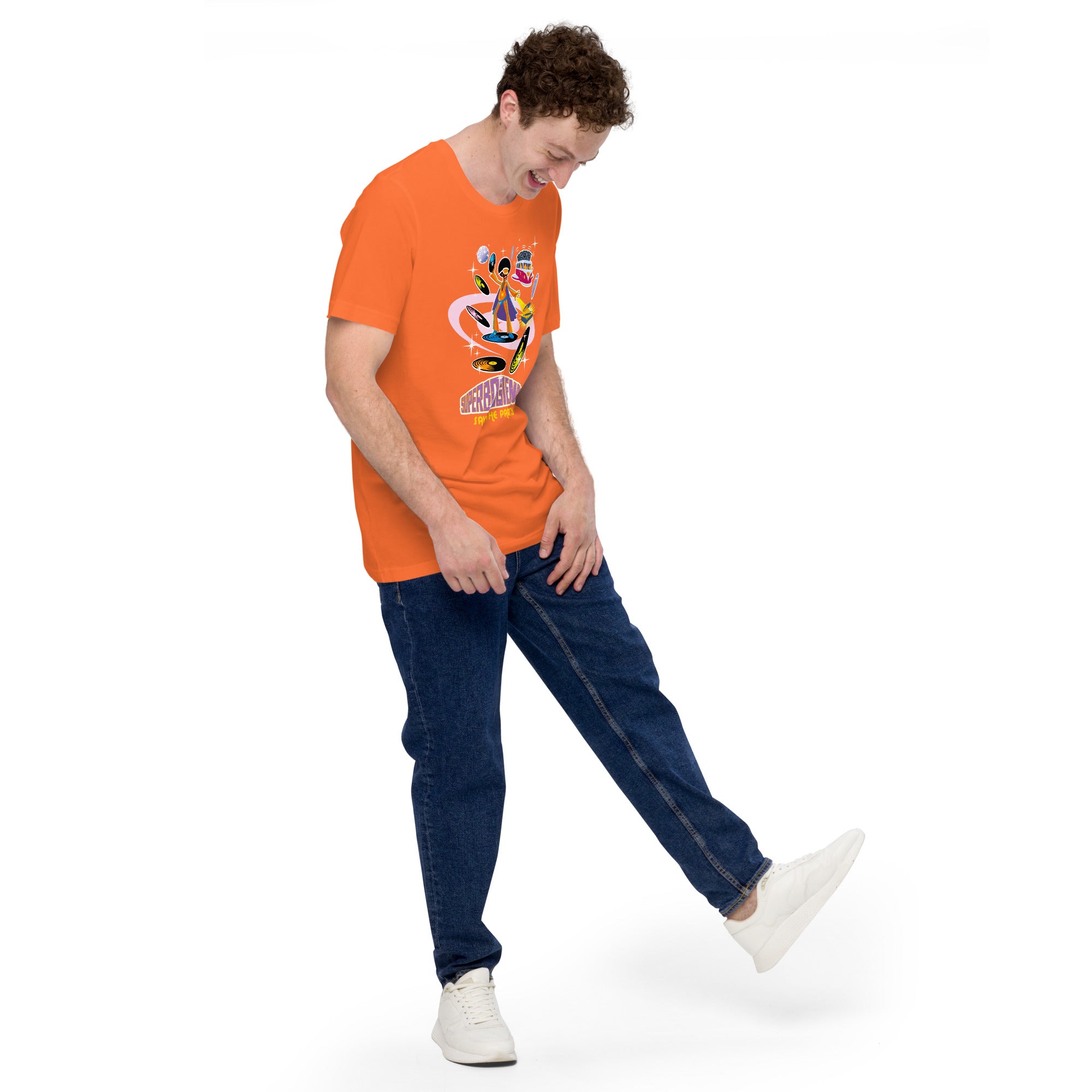 Unisex cotton t-shirt Superboogieman saves the Party on bright colors