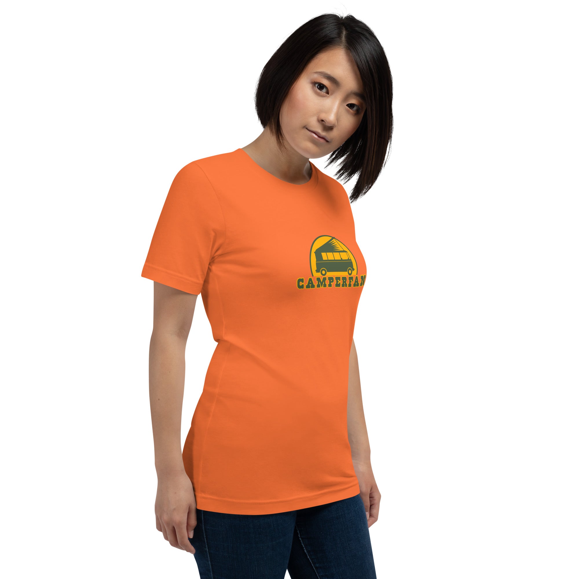 Unisex cotton t-shirt Camperfan on bright colors