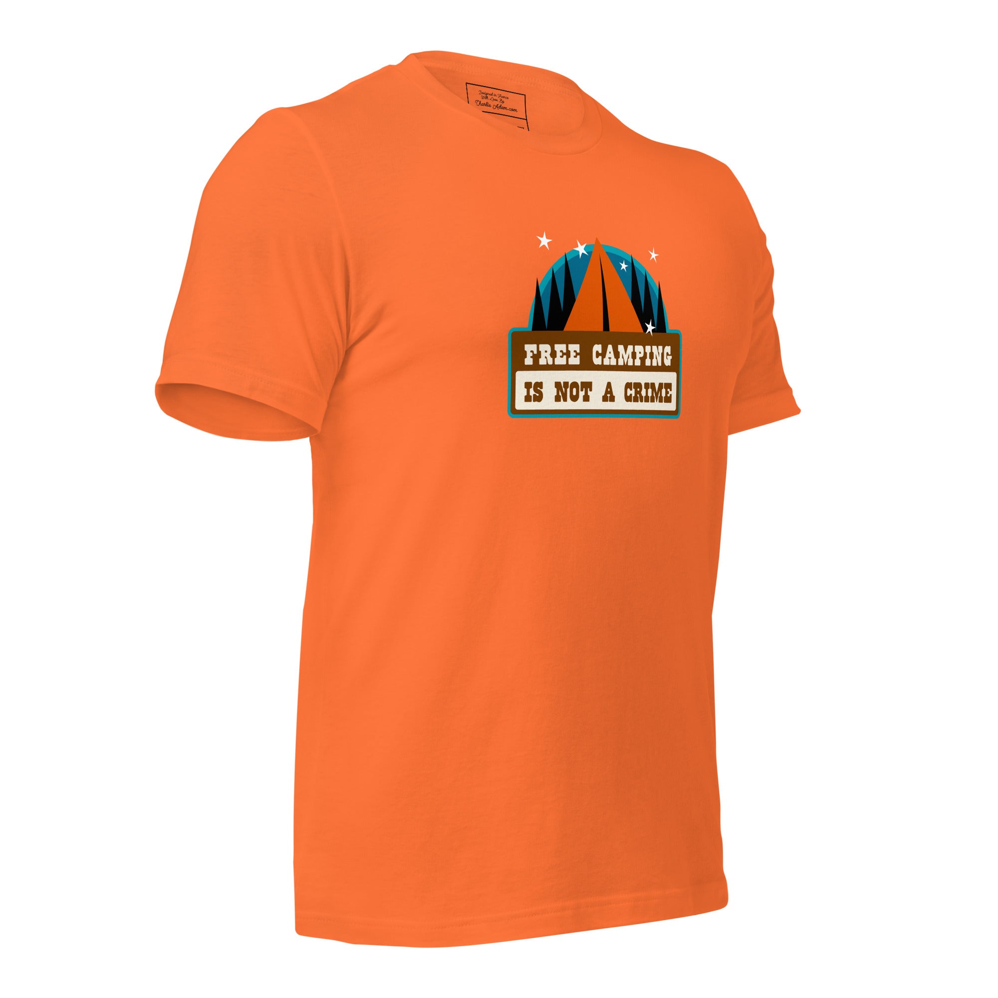 Unisex cotton t-shirt Free Camping is not a Crime on bright colors