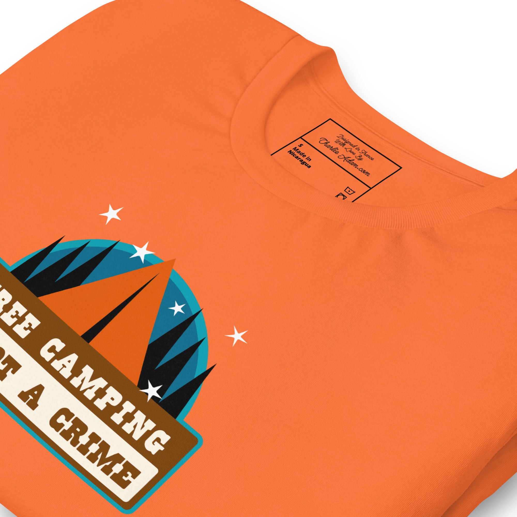 Unisex cotton t-shirt Free Camping is not a Crime on bright colors