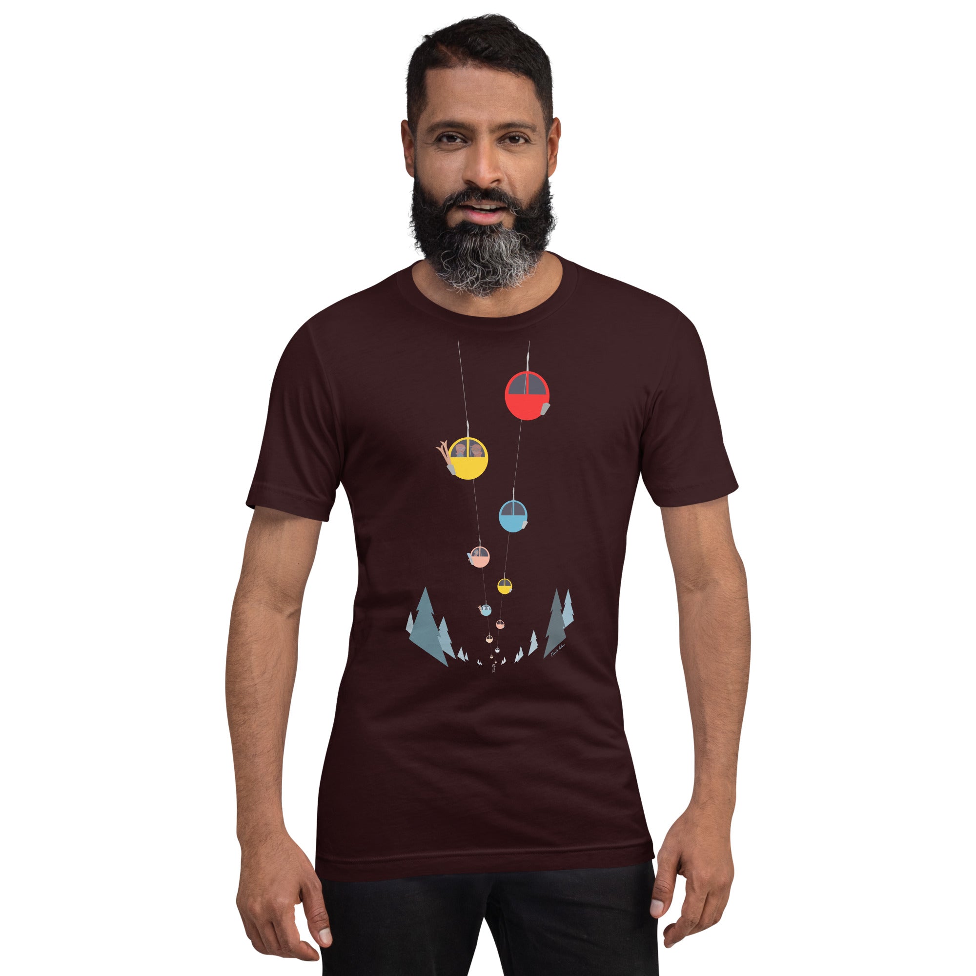 T-shirt en coton unisexe Gondolas in the mist sur couleurs foncées