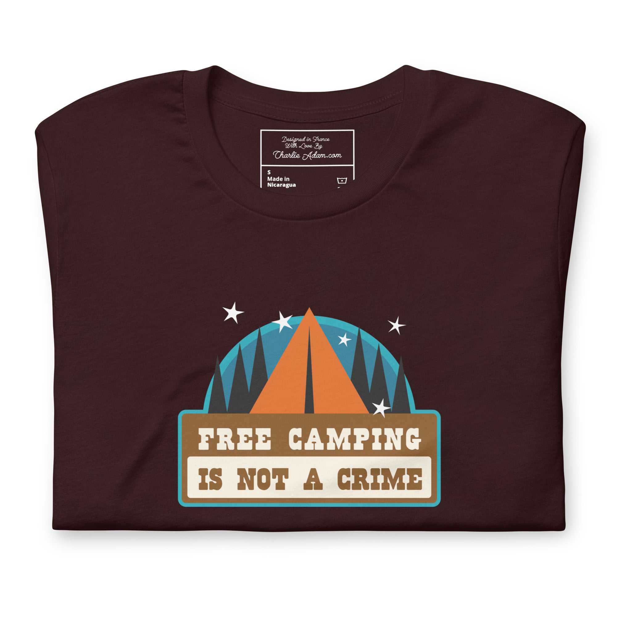 Unisex cotton t-shirt Free Camping is not a Crime on dark colors