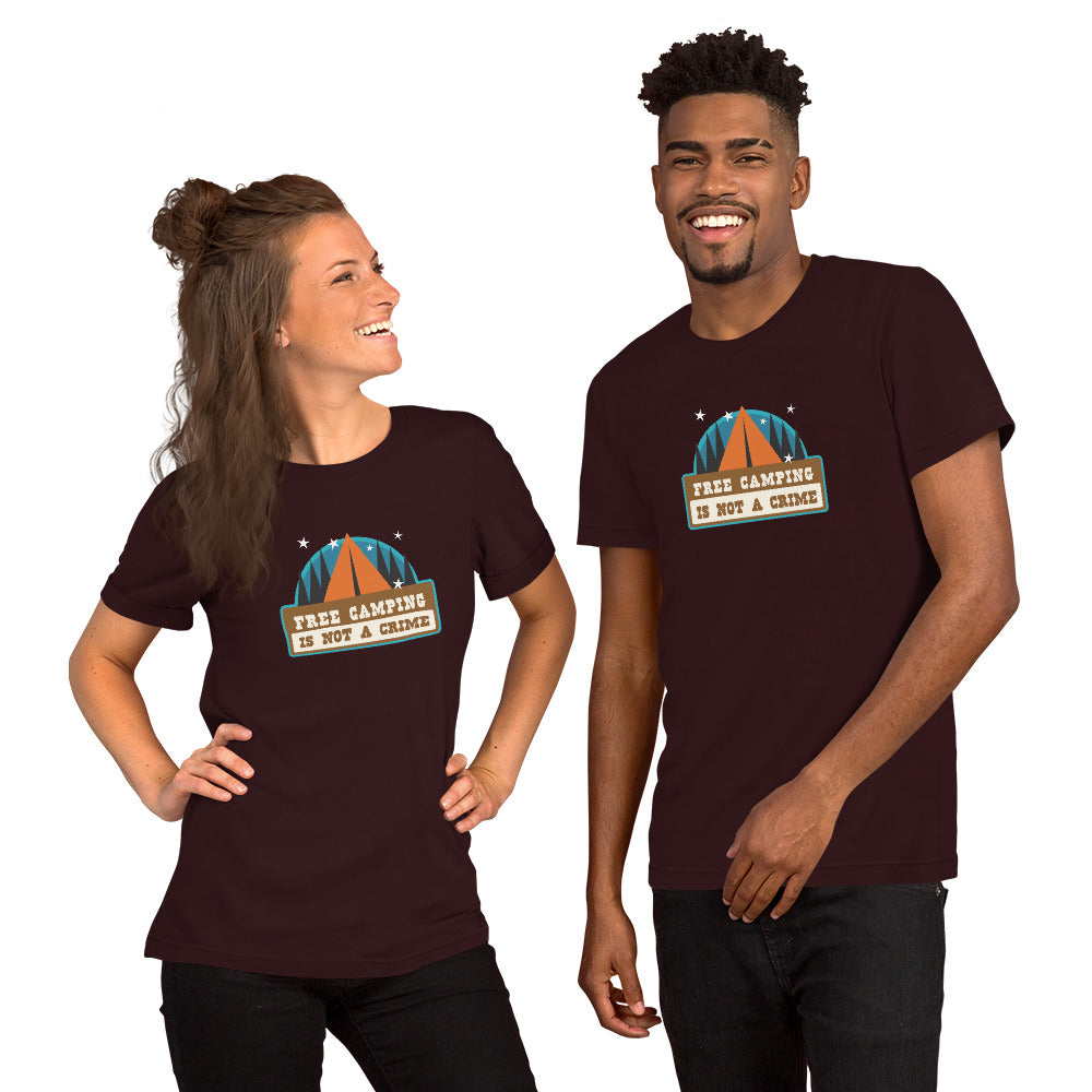 Unisex cotton t-shirt Free Camping is not a Crime on dark colors