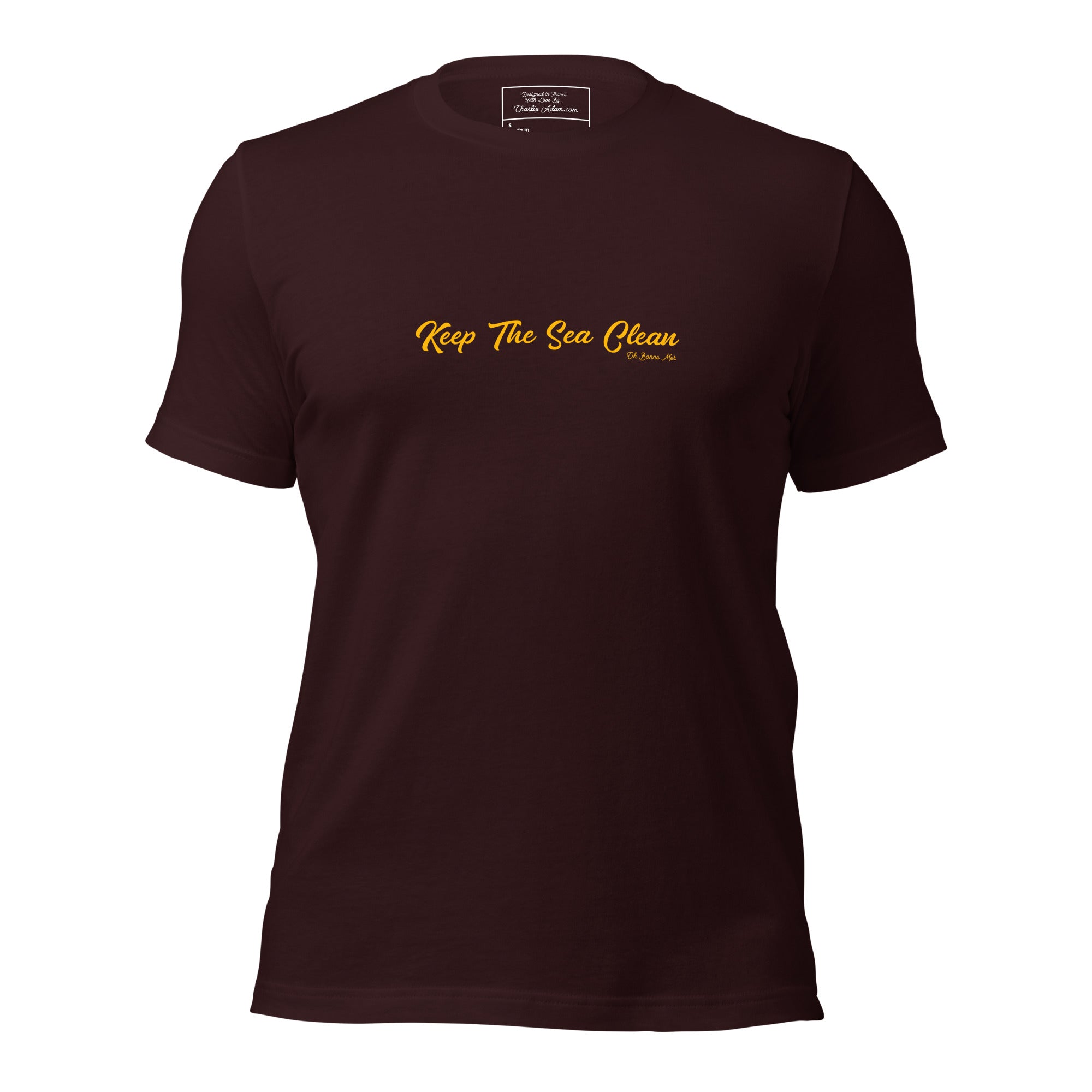 T-shirt en coton unisexe Keep The Sea Clean Gold sur couleurs foncées