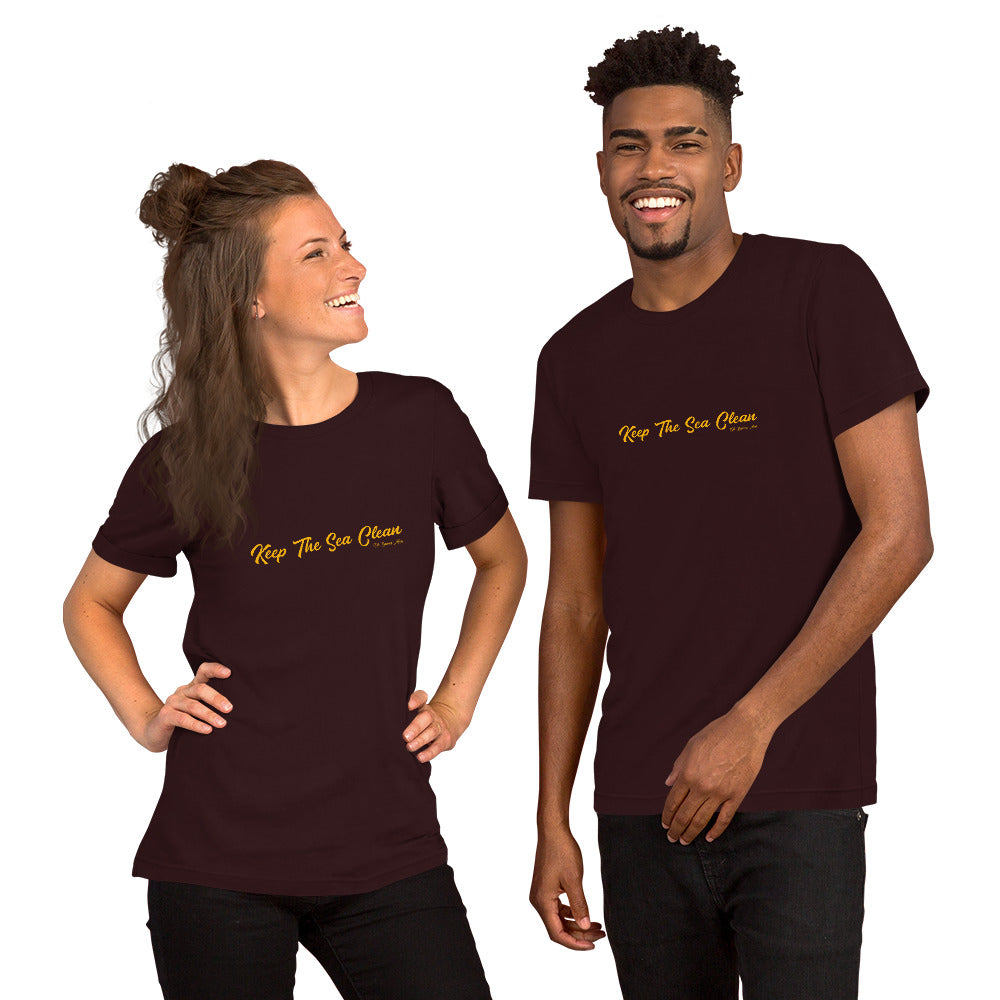 Unisex cotton t-shirt Keep The Sea Clean Gold on dark colors