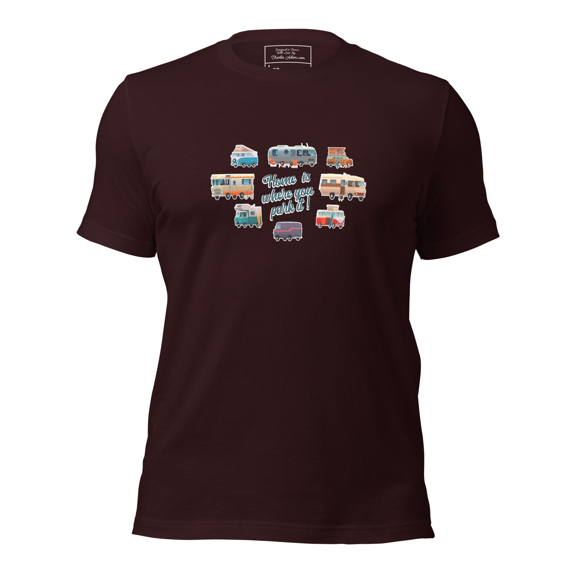 T-shirt en coton unisexe Square Vintage Campers sur couleurs foncées