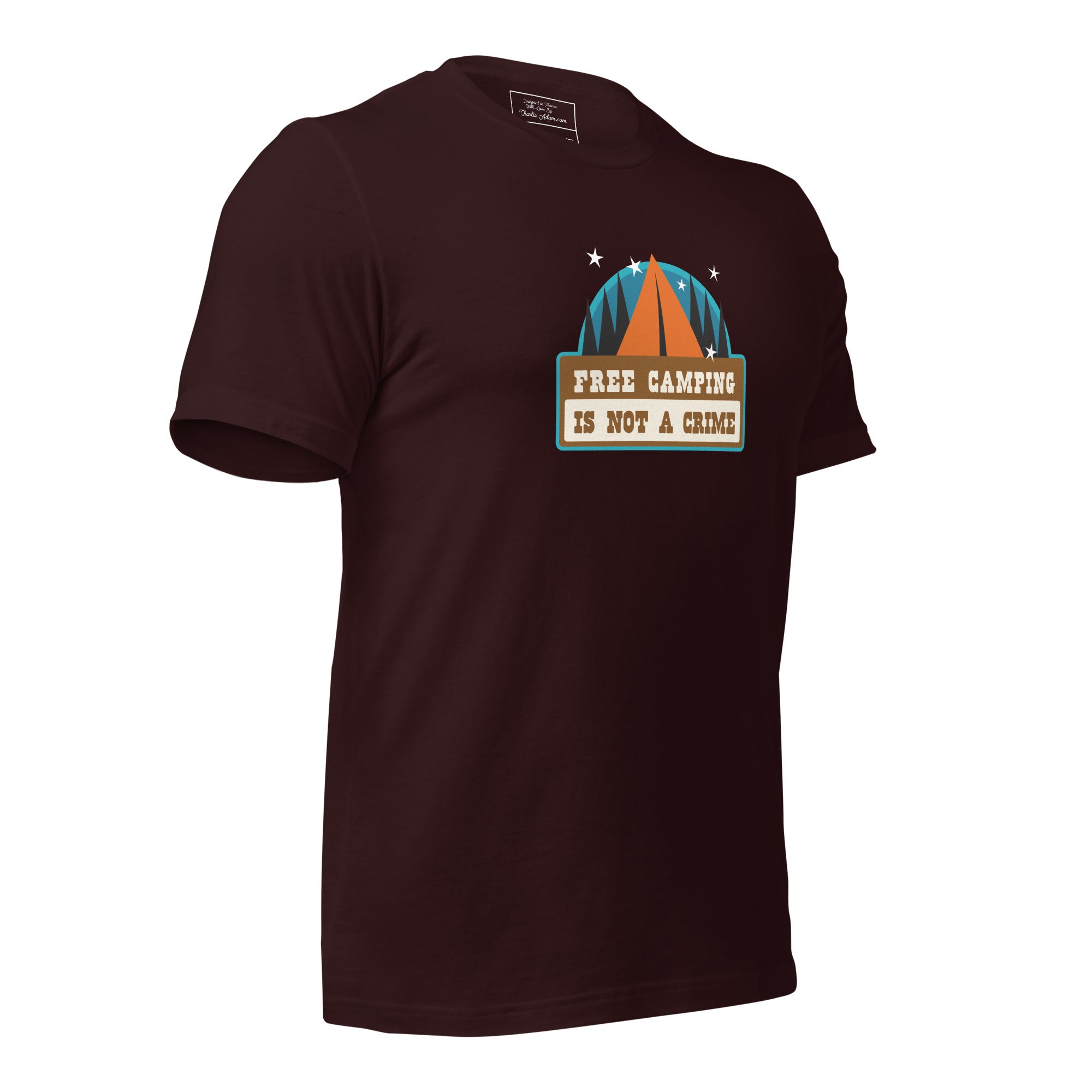 Unisex cotton t-shirt Free Camping is not a Crime on dark colors