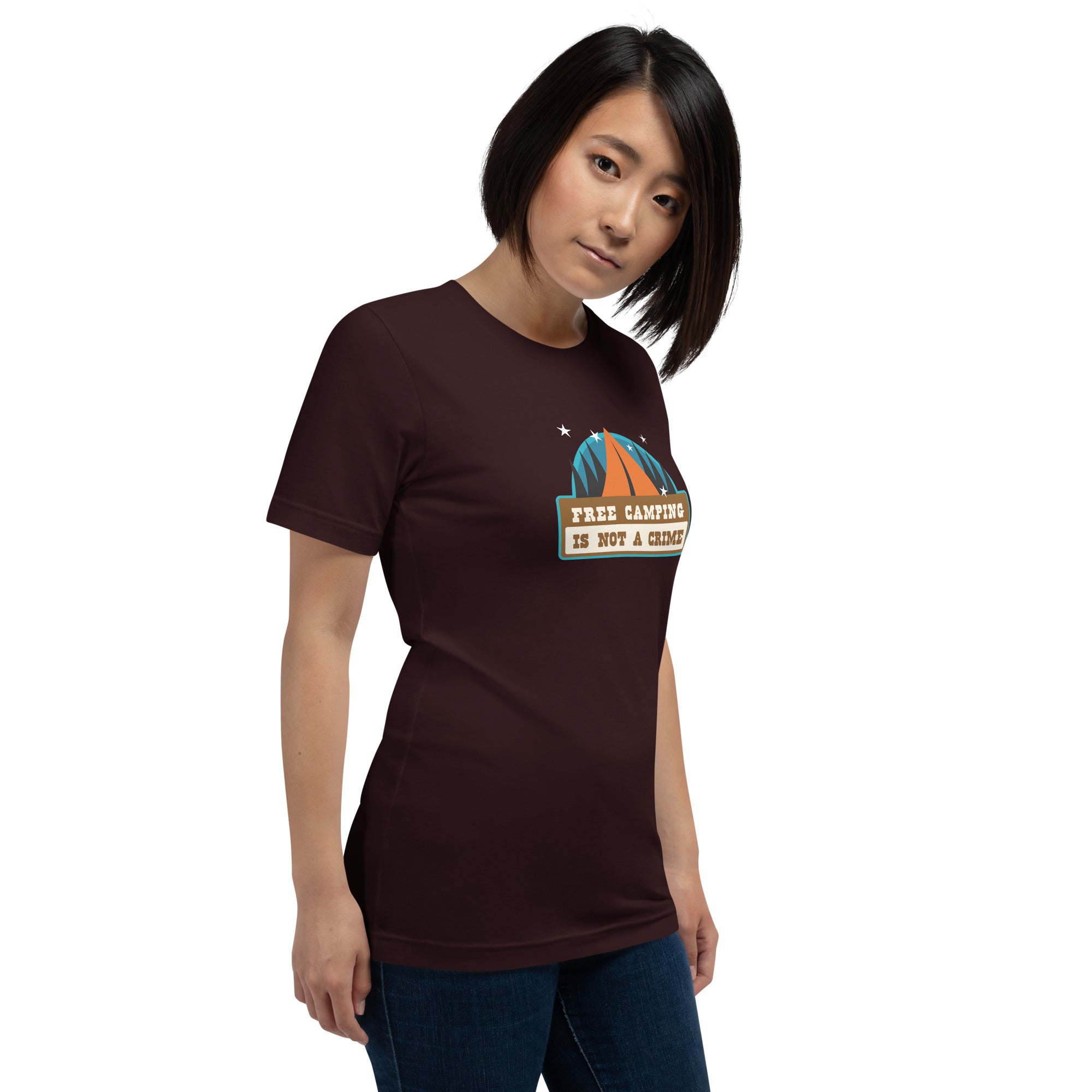 Unisex cotton t-shirt Free Camping is not a Crime on dark colors