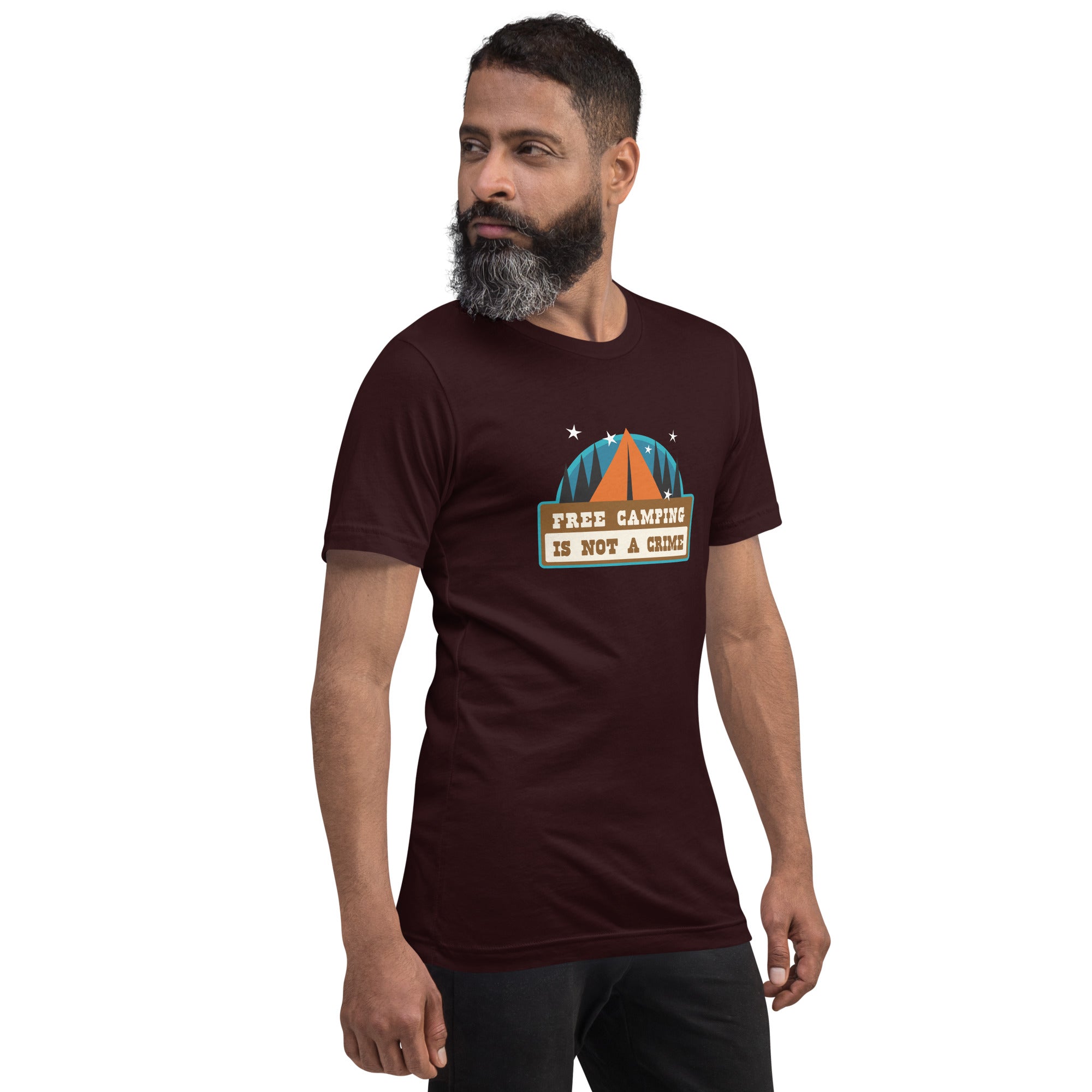 Unisex cotton t-shirt Free Camping is not a Crime on dark colors