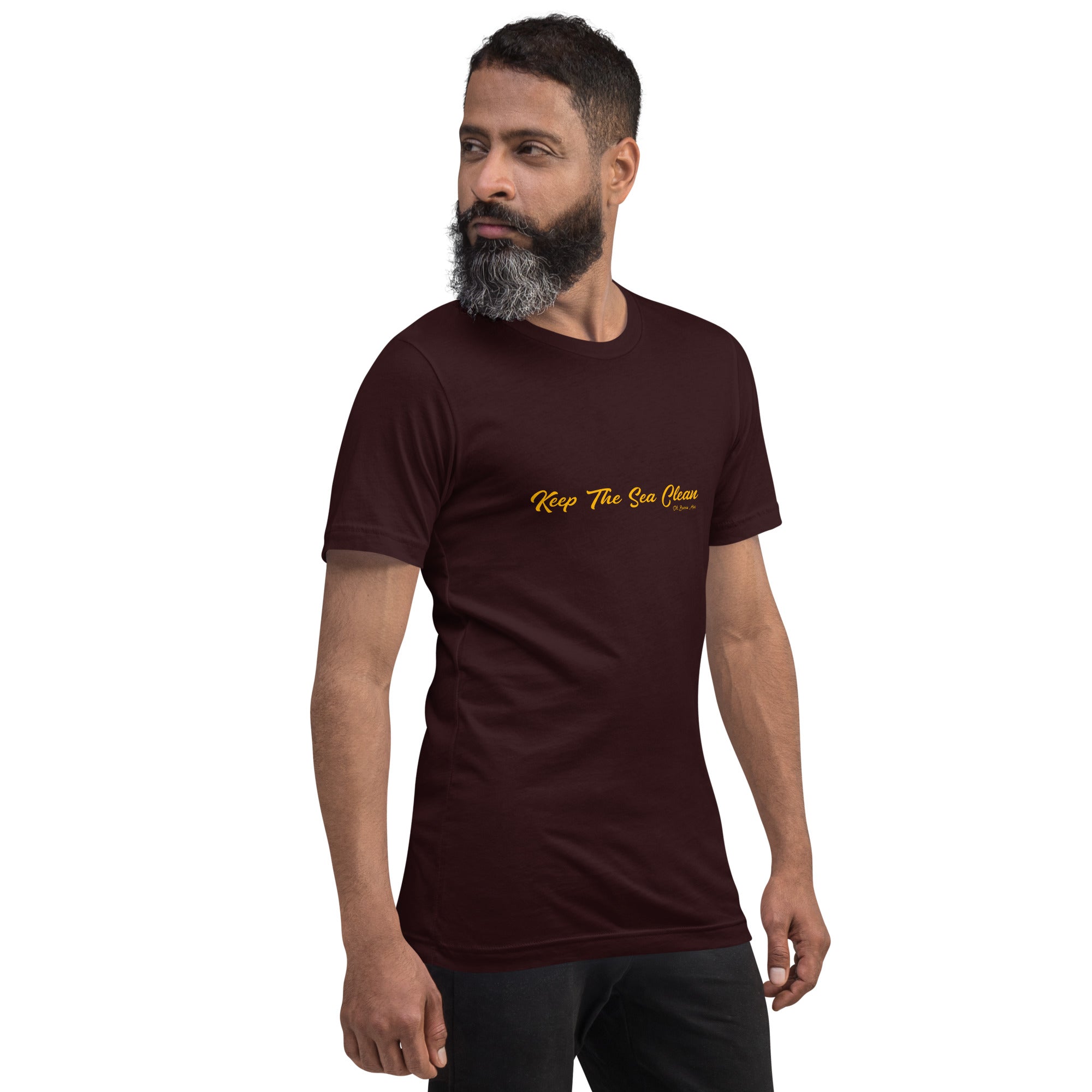 Unisex cotton t-shirt Keep The Sea Clean Gold on dark colors