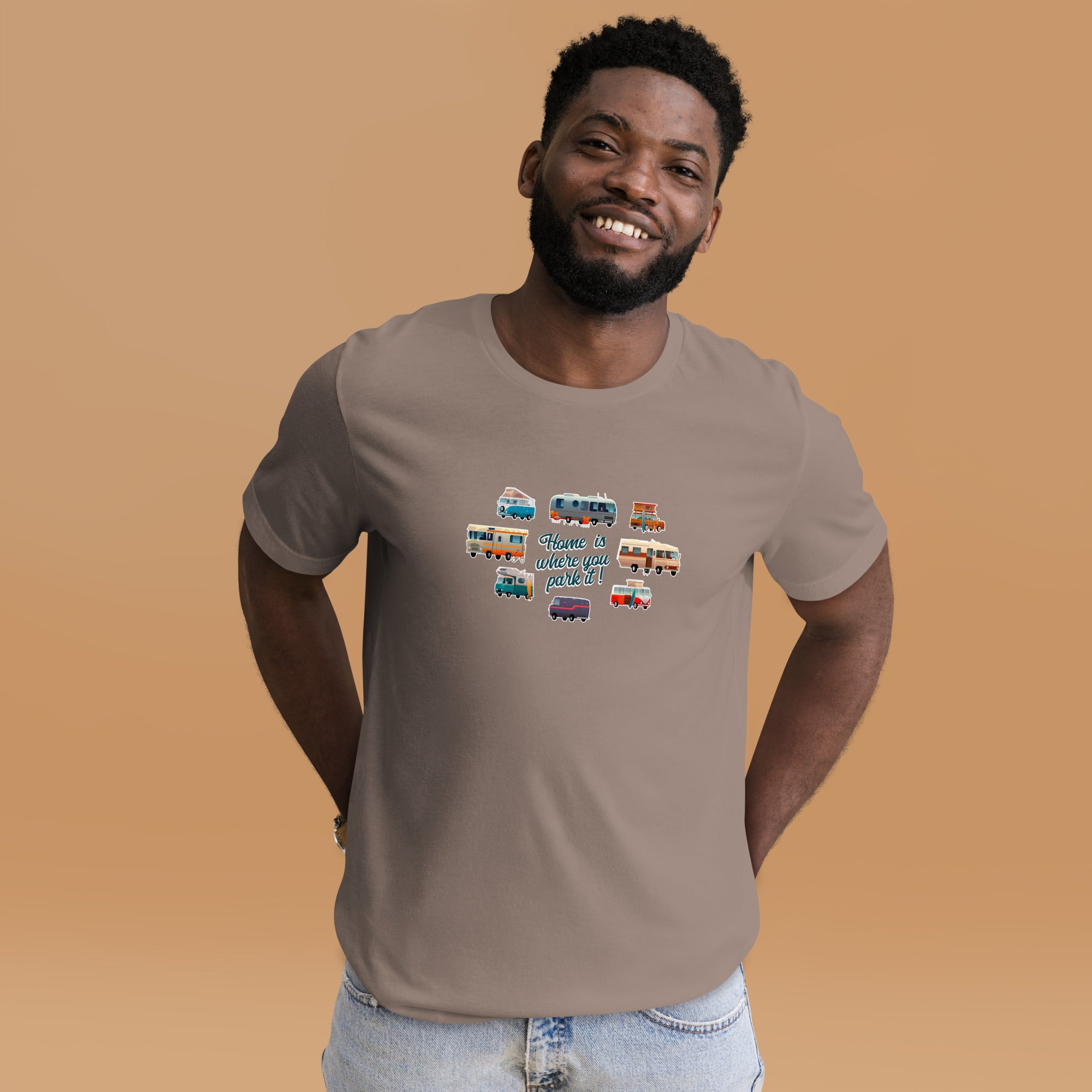 T-shirt en coton unisexe Square Vintage Campers sur couleurs foncées