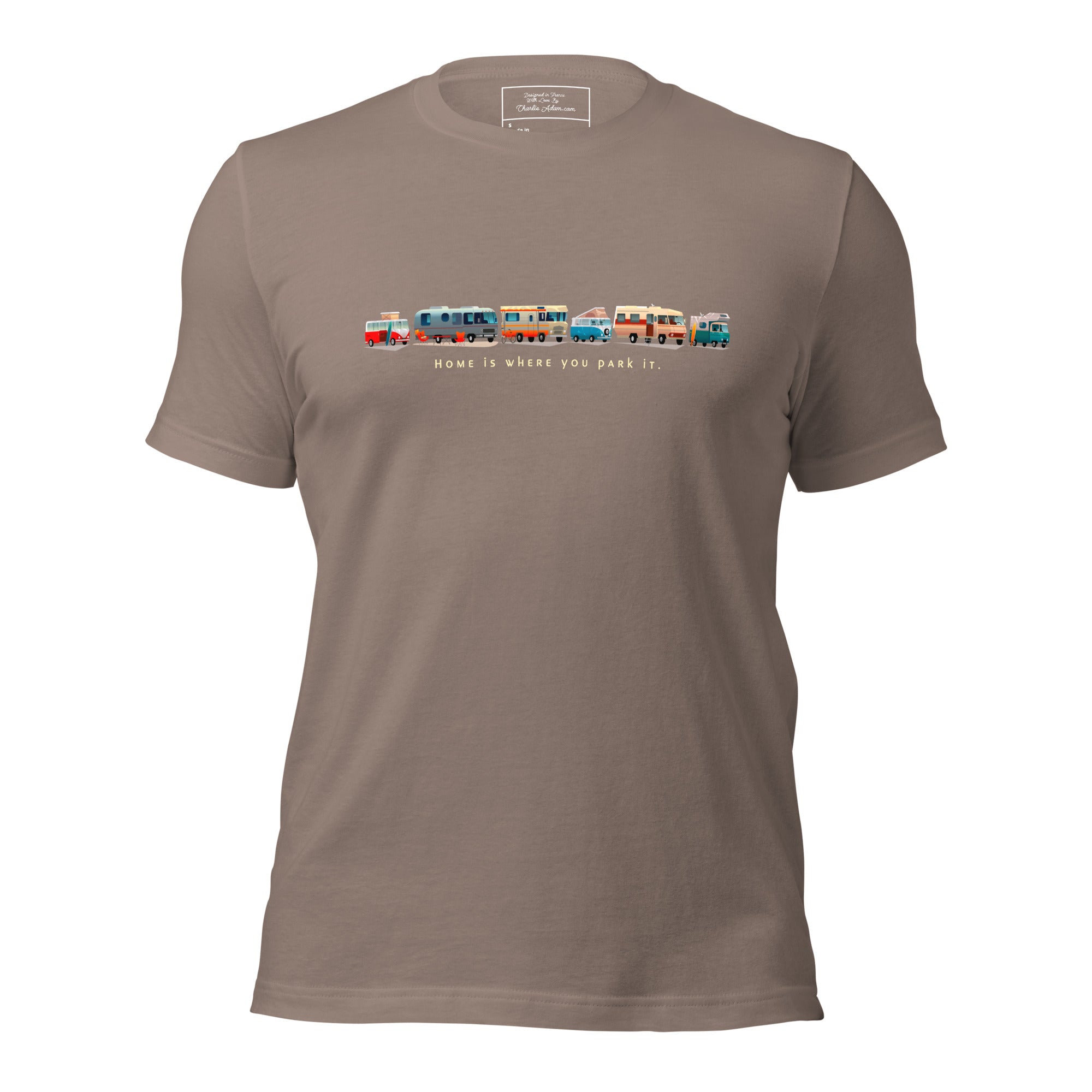 T-shirt en coton unisexe Vintage Campers: Home is where you park it sur couleurs foncées