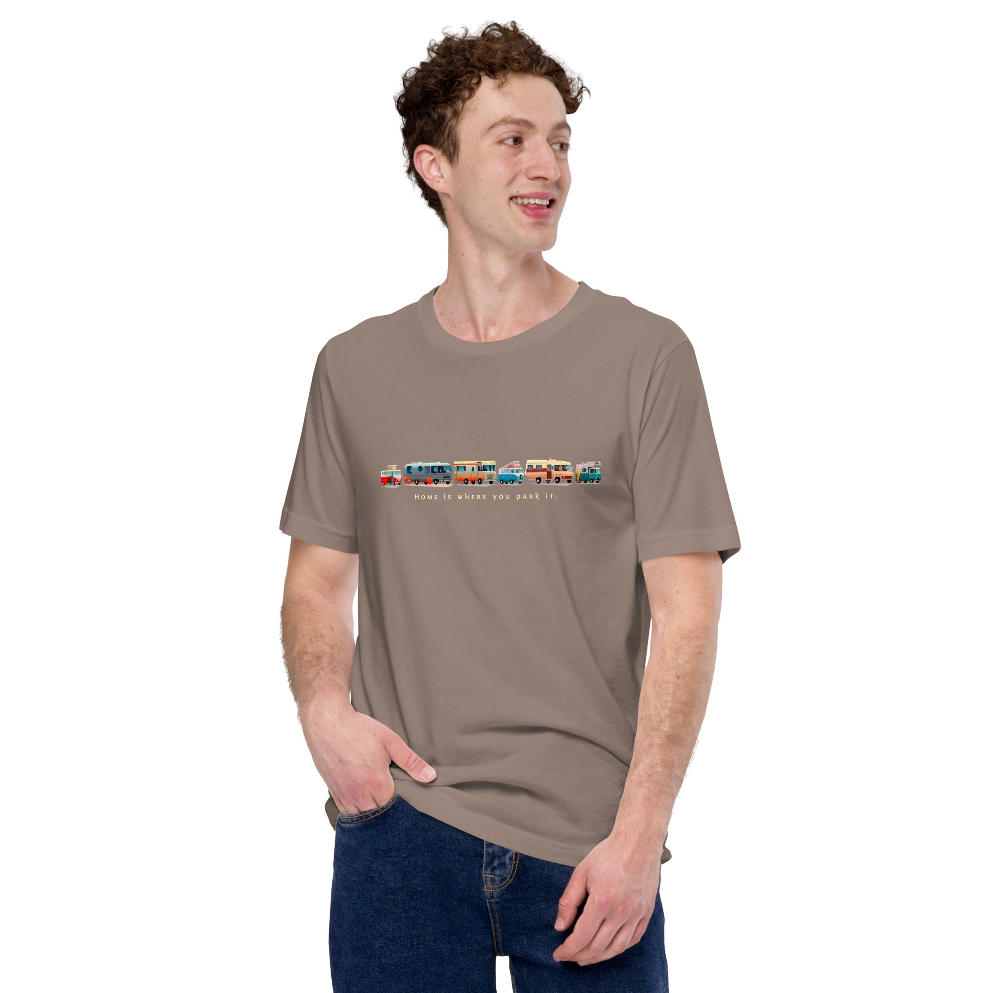 T-shirt en coton unisexe Vintage Campers: Home is where you park it sur couleurs foncées